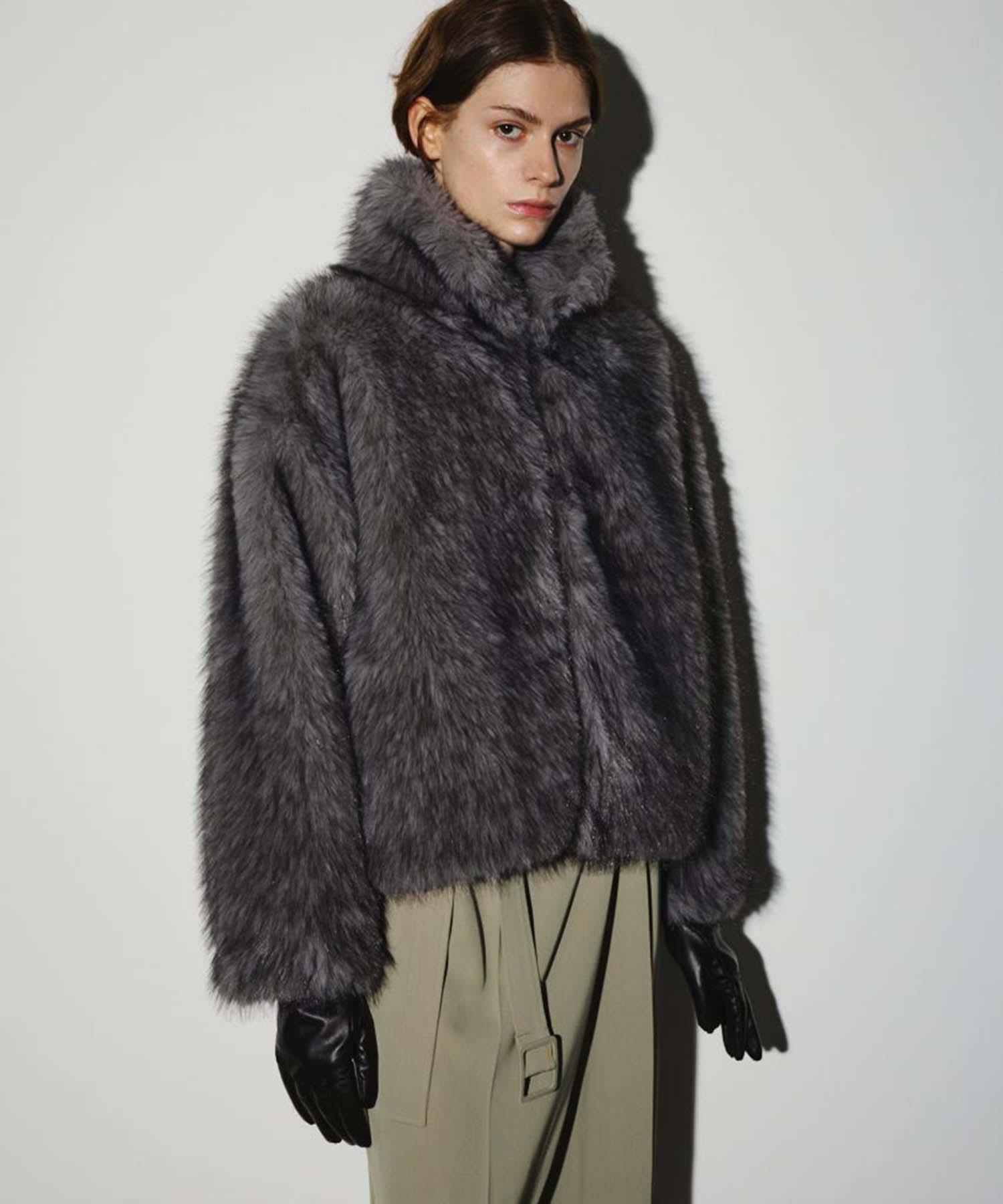 High collar faux fur jacket RIM.ARK