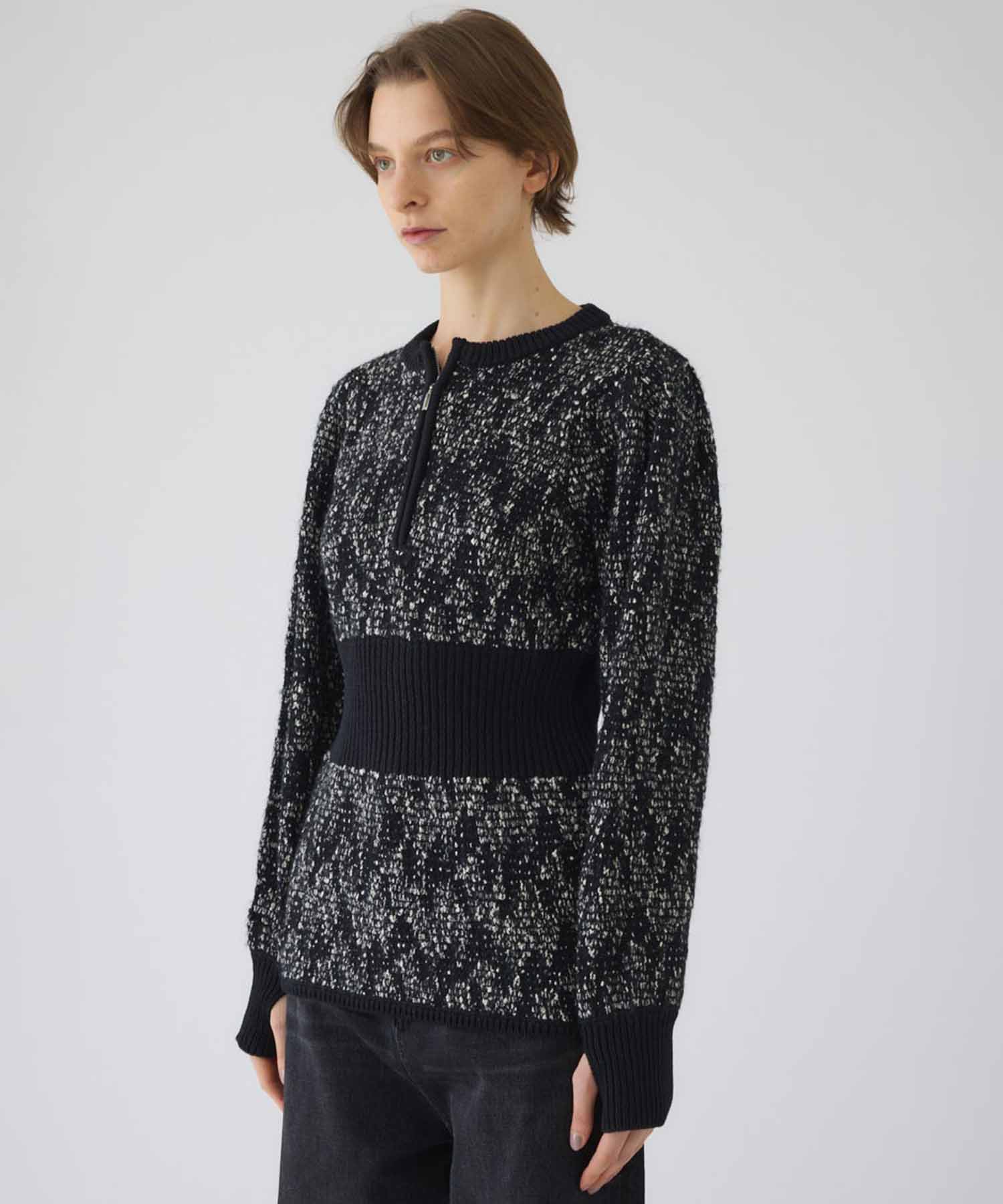 Waist switching knit tops RIM.ARK