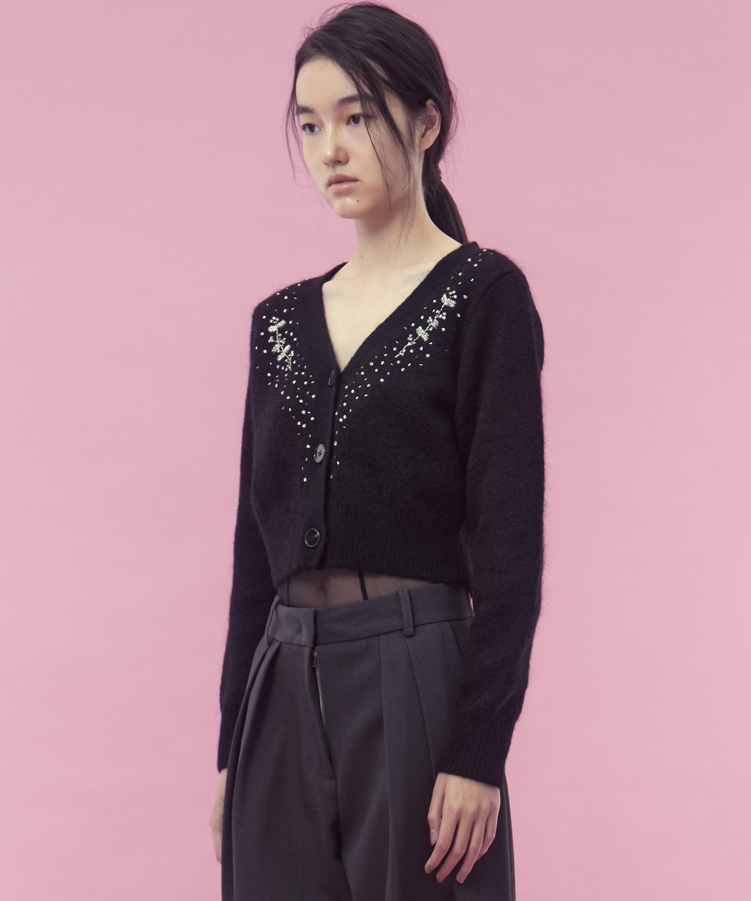 Jacquard-knit V-neck cardigan FETICO