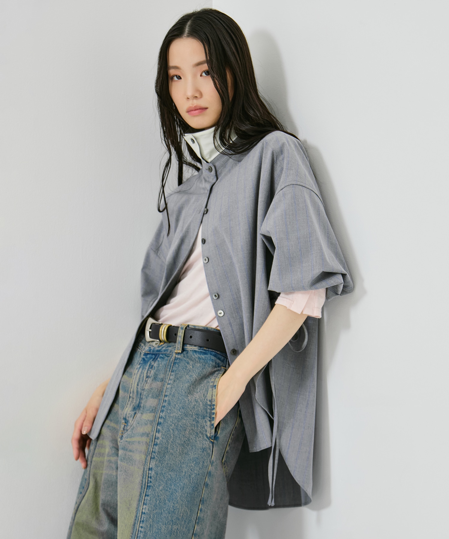 Wide Stripe 2way Shirt STUDIOUS