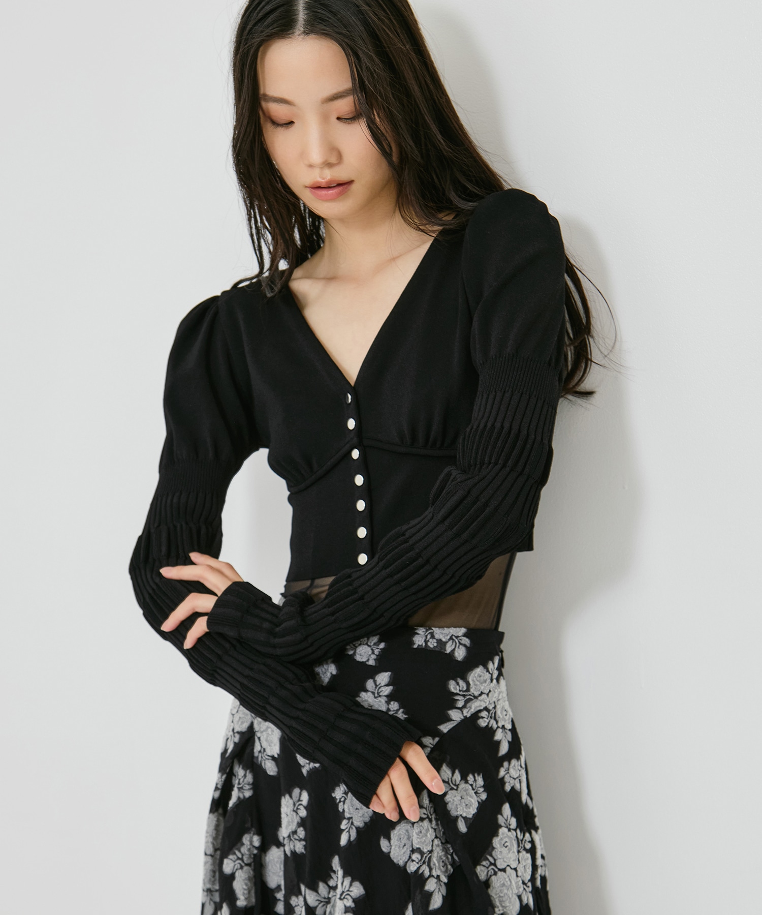別注 STRIPE KNIT SHORT CARDIGAN FETICO