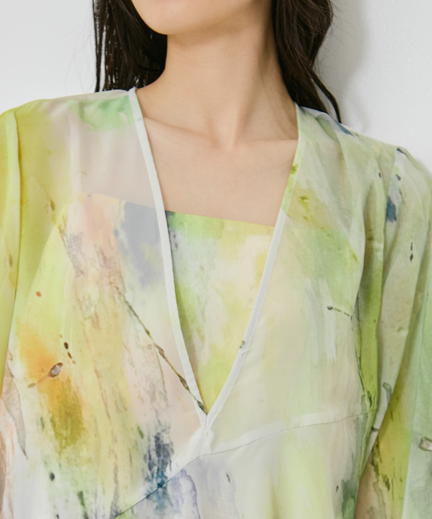 PAINTED TEXTURE ART LAYERED DRESS AMERI