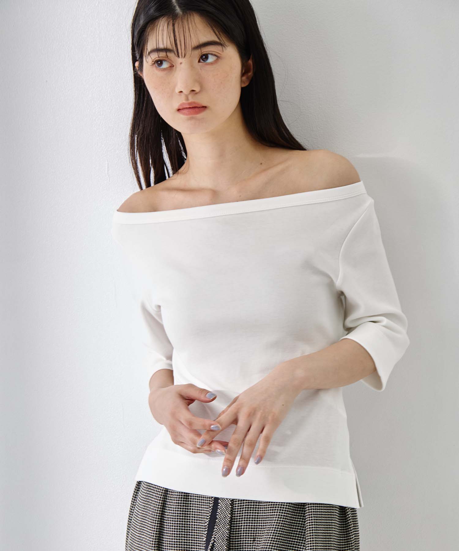 Luxury Cotton Boat Neck Tee STUDIOUS