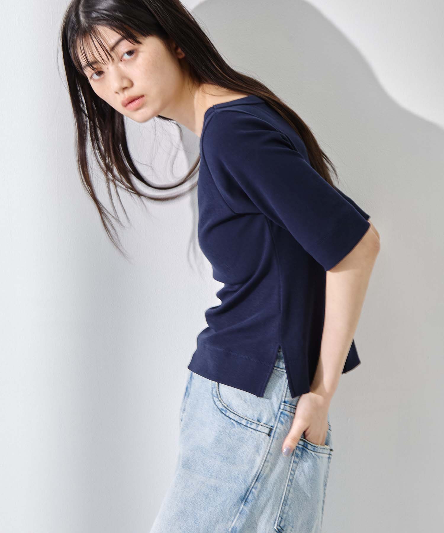 Luxury Cotton Boat Neck Tee STUDIOUS