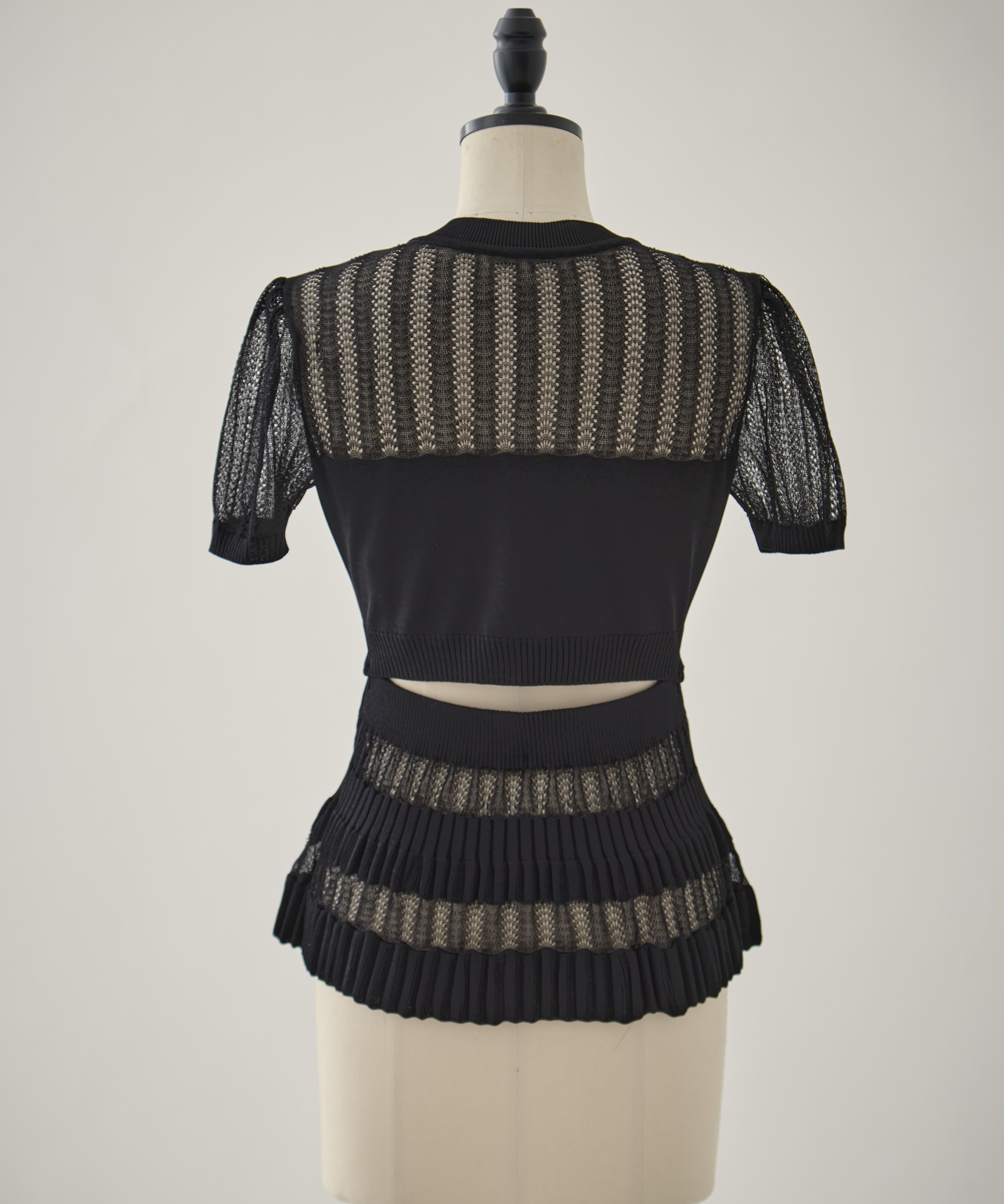 CONVERTIBLE SHEER STRIPE KNIT CARDIGAN FETICO