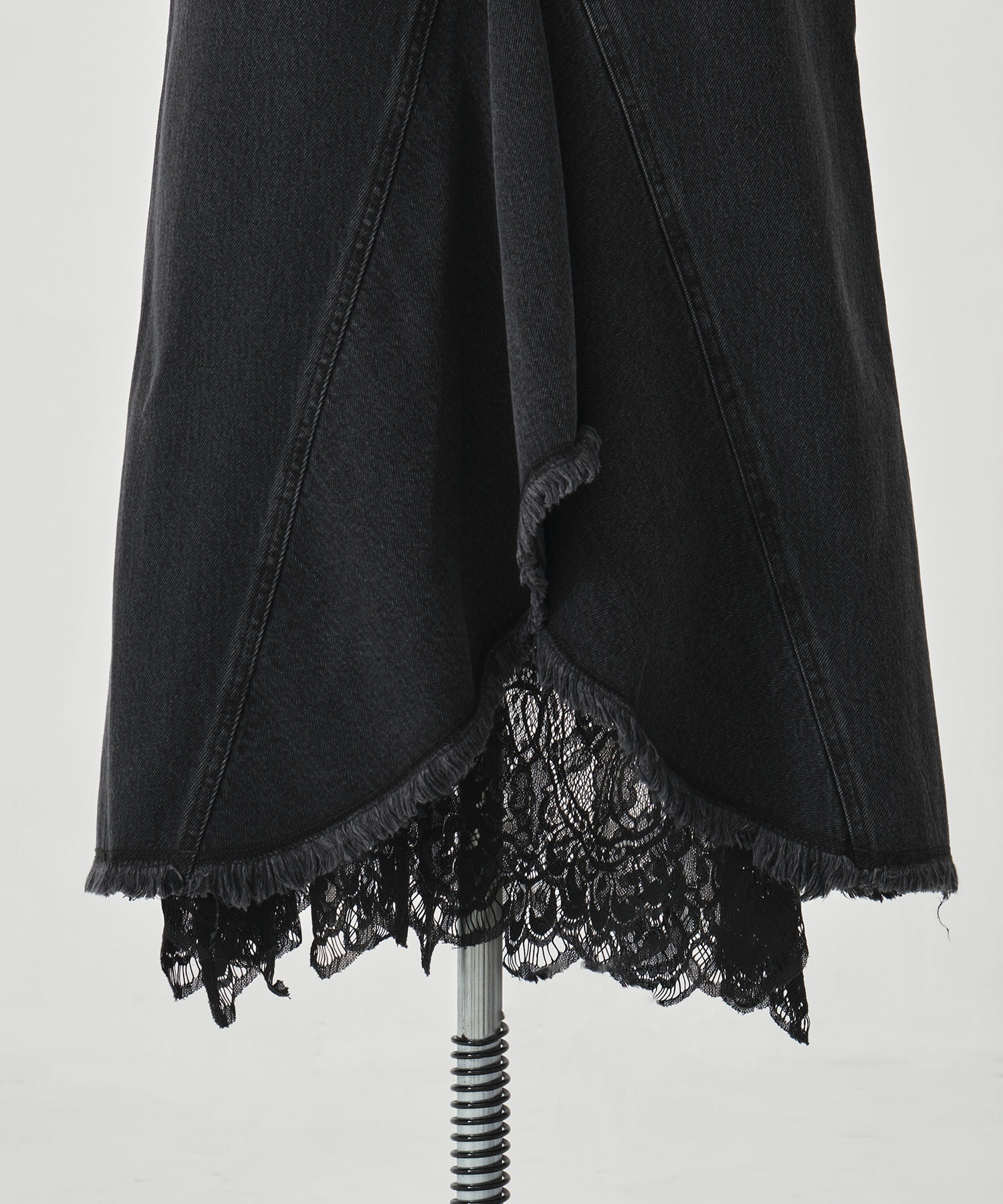 REMAKE LIKE DENIM LACE LAYERED SKIRT AMERI