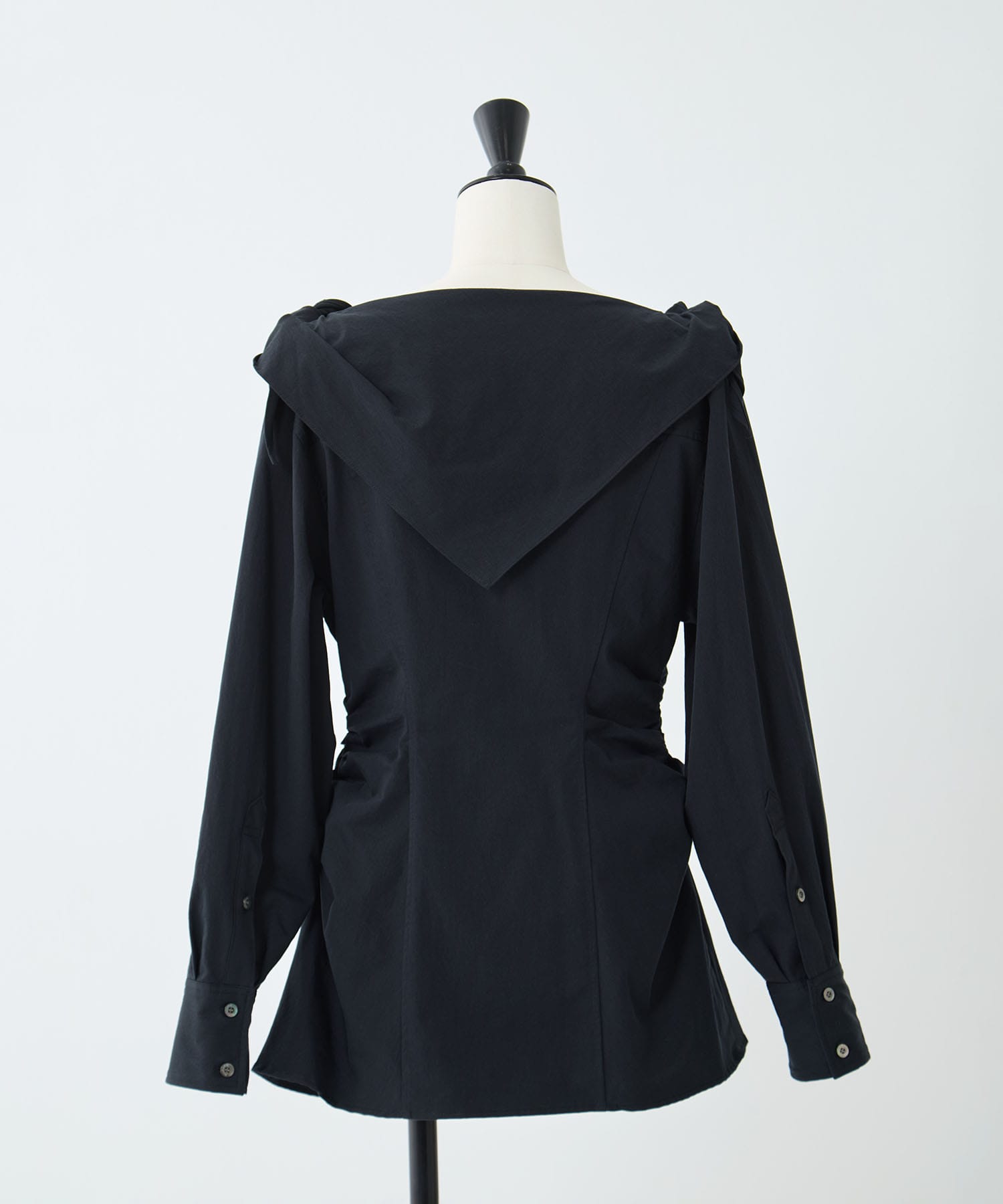 COTTON STRIPE SCARF COLLAR BLOUSE FETICO