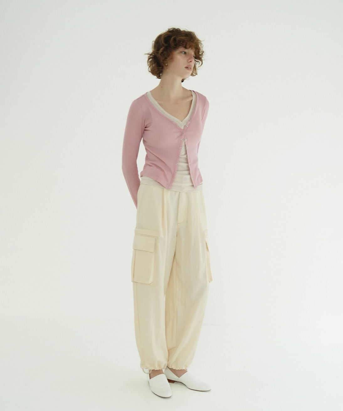 CURVED NECK LAYERED SET TOPS CLANE