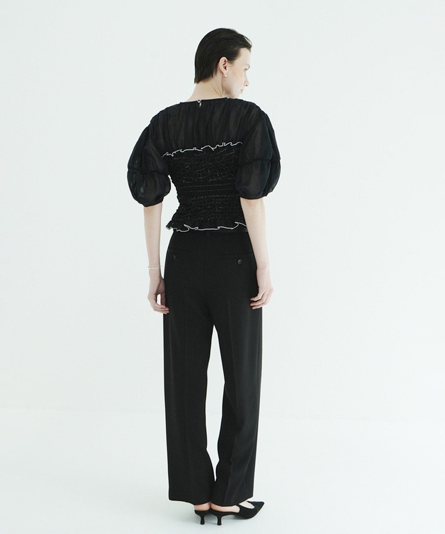 COLOR STITCHED SHIRRING TOPS CLANE