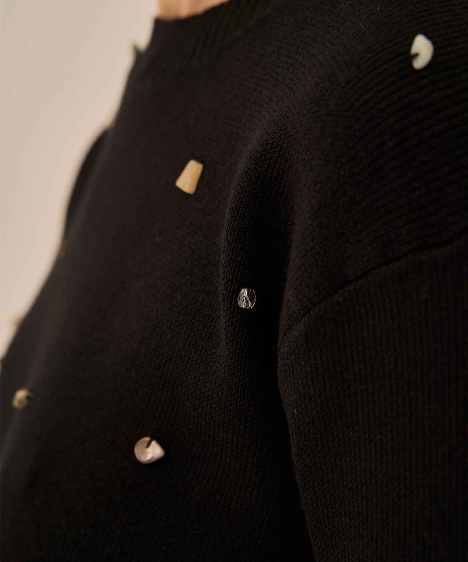 Aila glass beads& ores knit pullover AKIRANAKA