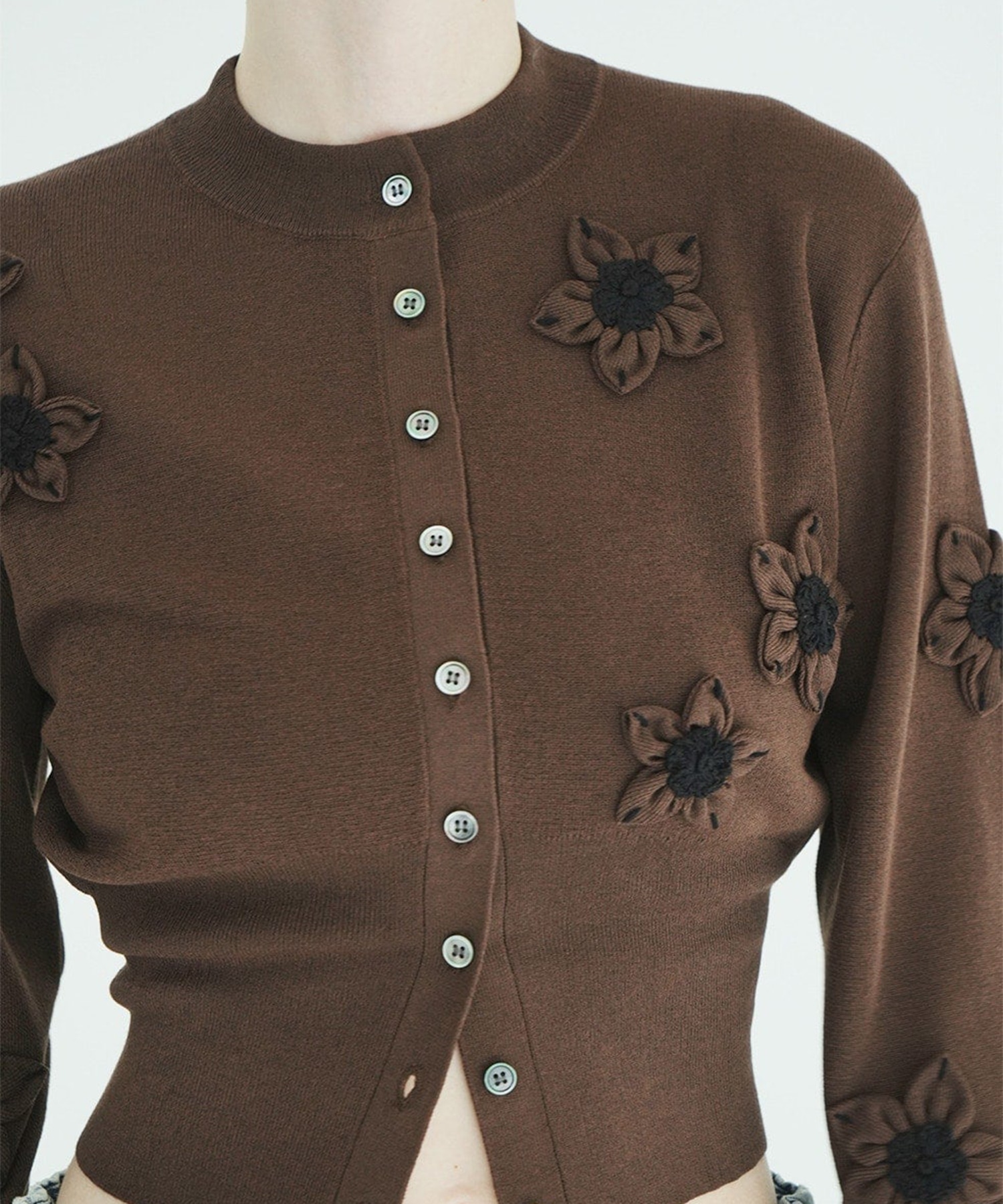 FLOWER MOTIF KNIT CARDIGAN CLANE