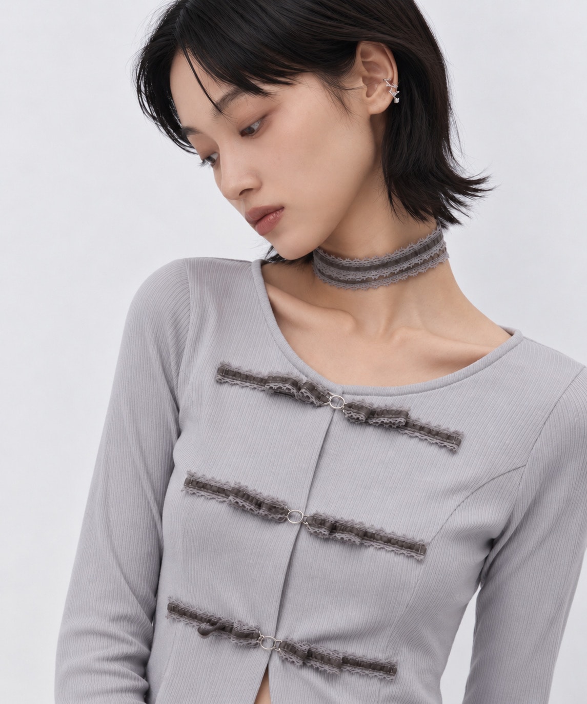 別注 choker ribbon cardigan tanakadaisuke