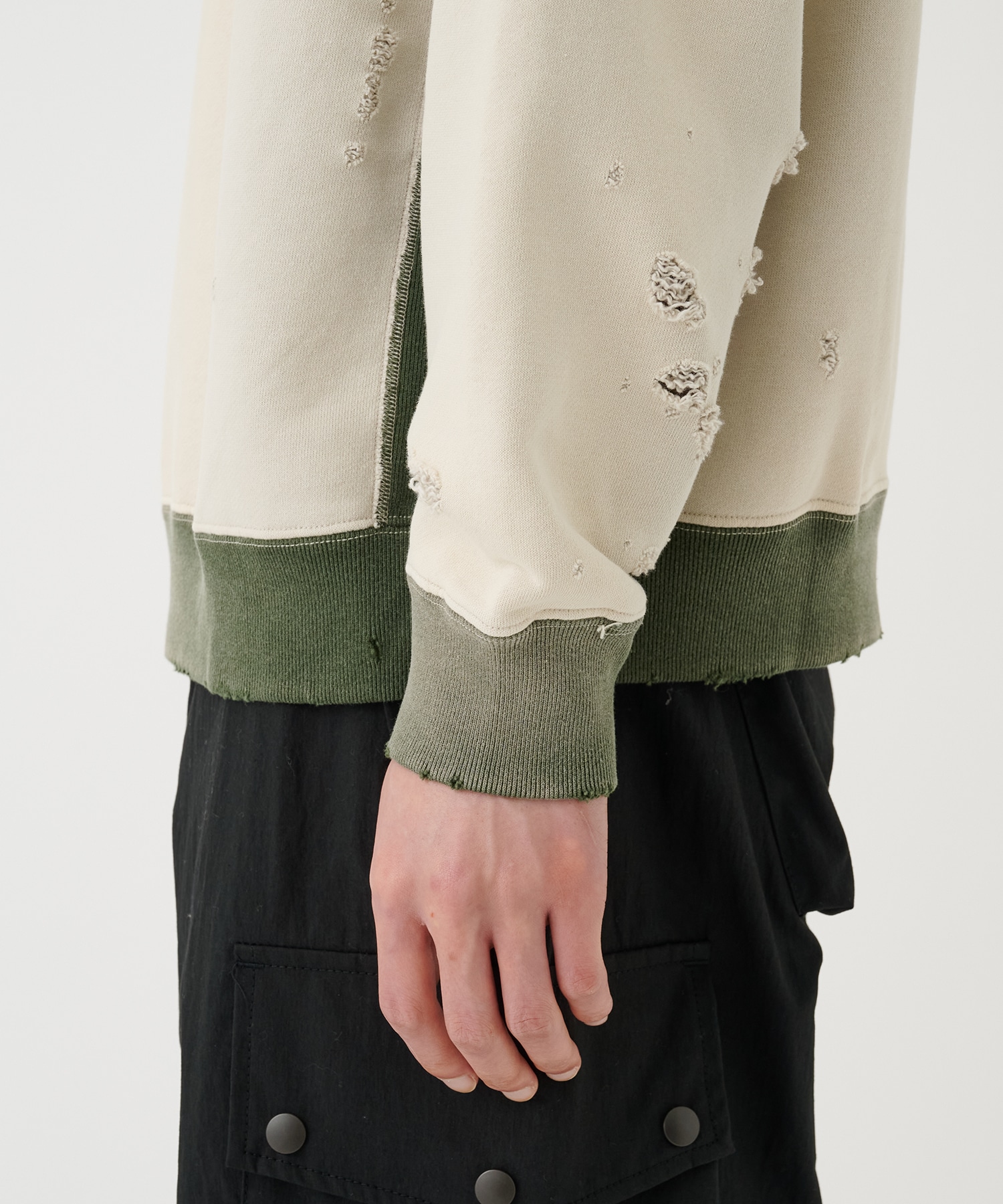 2-Tone Crew Neck Sweat Shirt - Cotton French Terry NEEDLES