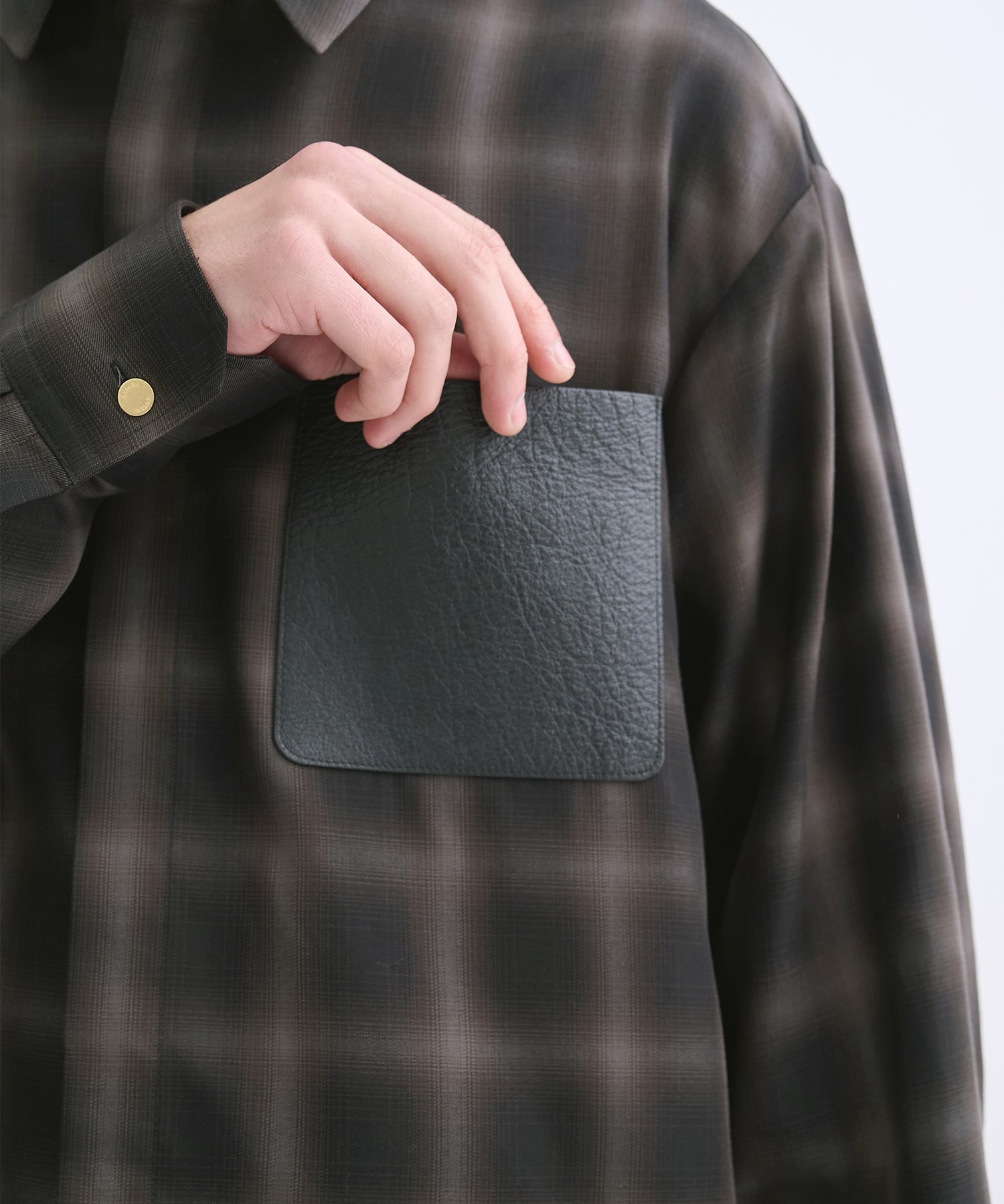 別注 Leather Pocket L/S Check Shirts CULLNI
