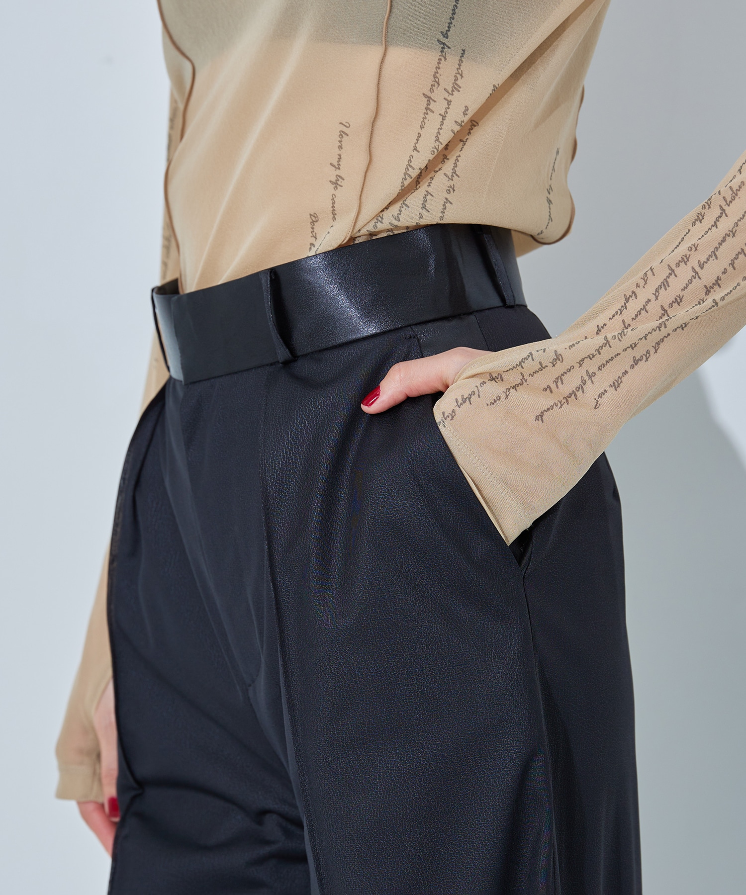 Leather Like Sheer Pants STUDIOUS