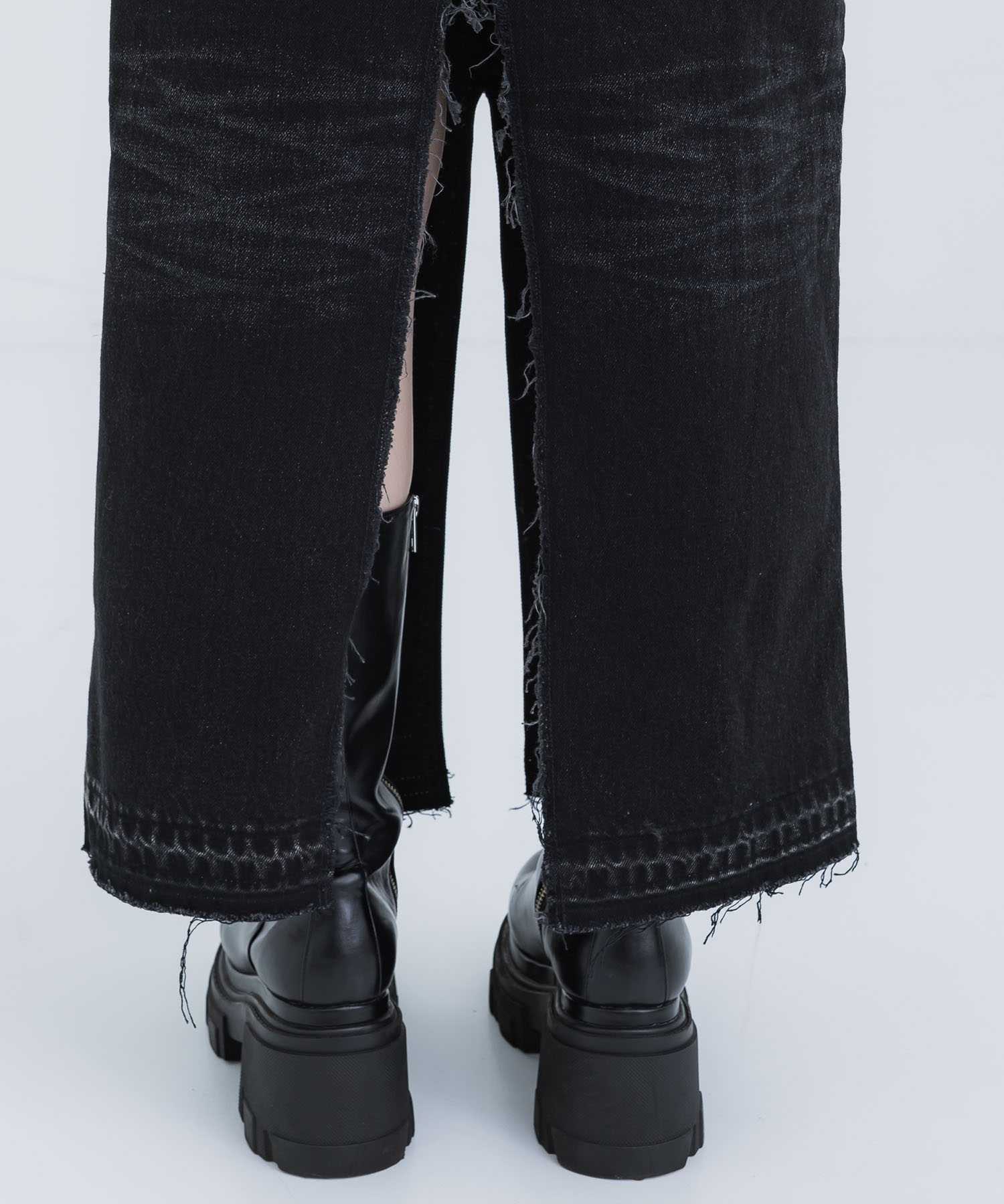 WASHED DENIM RIPPED LONG SKIRT JOHN LAWRENCE SULLIVAN