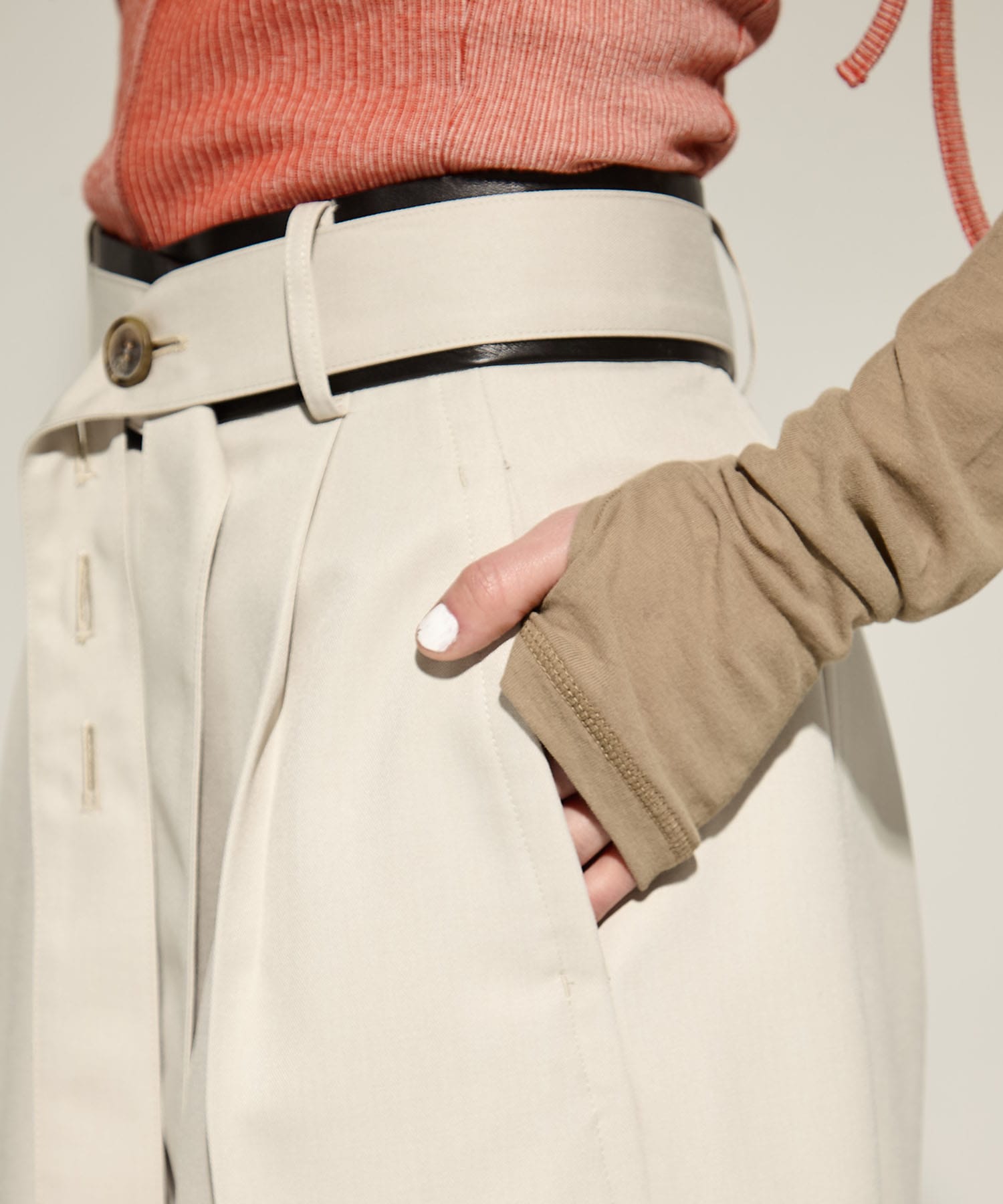 Leather Belted Flare Trousers STUDIOUS