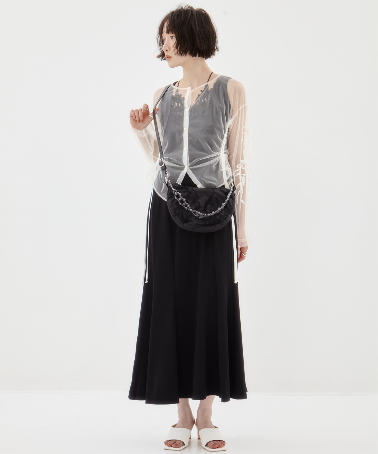 別注embroidered tulle cardigan MURRAL