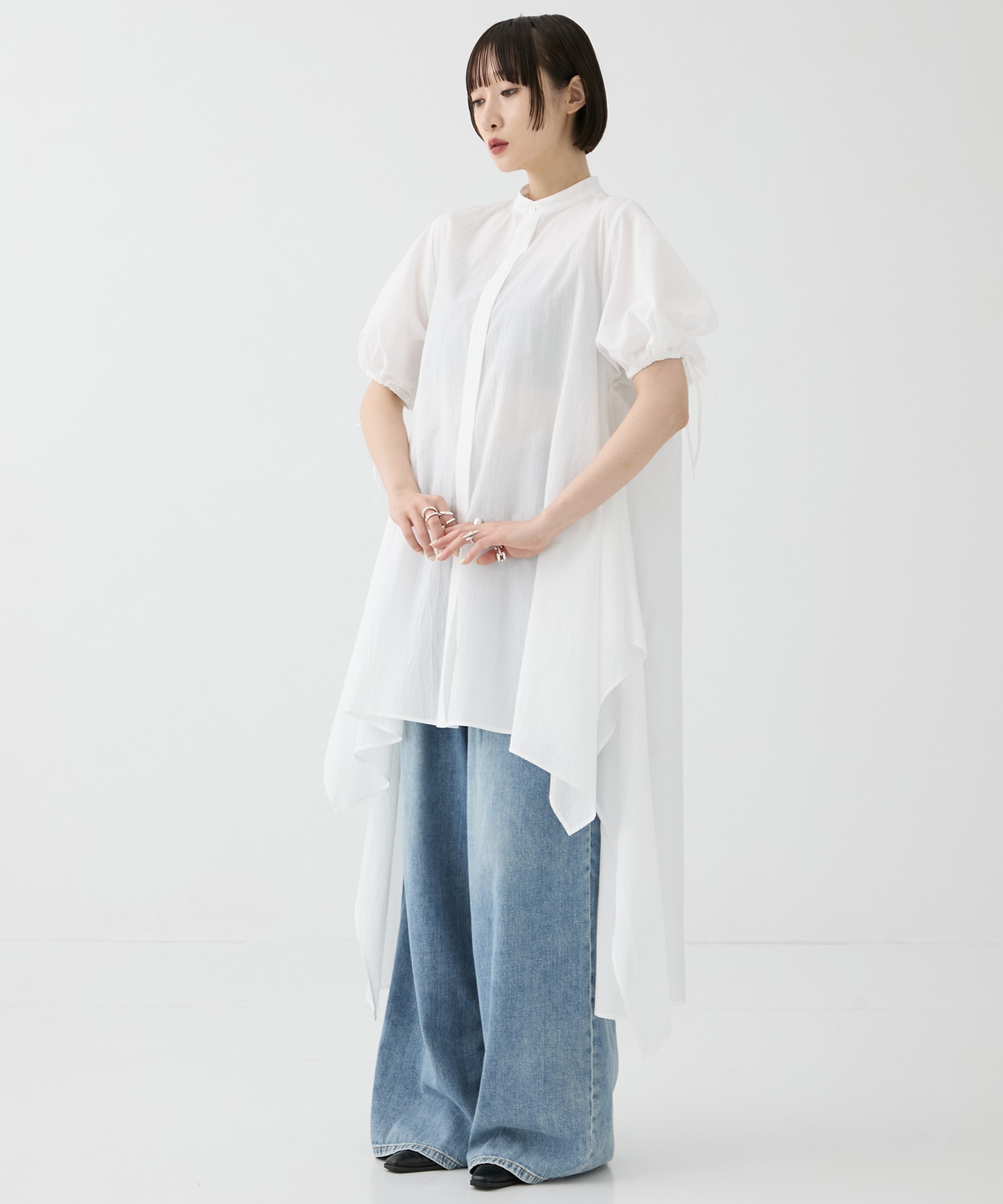別注Coボイルサッカーケープスリーブシャツ FEMMENT