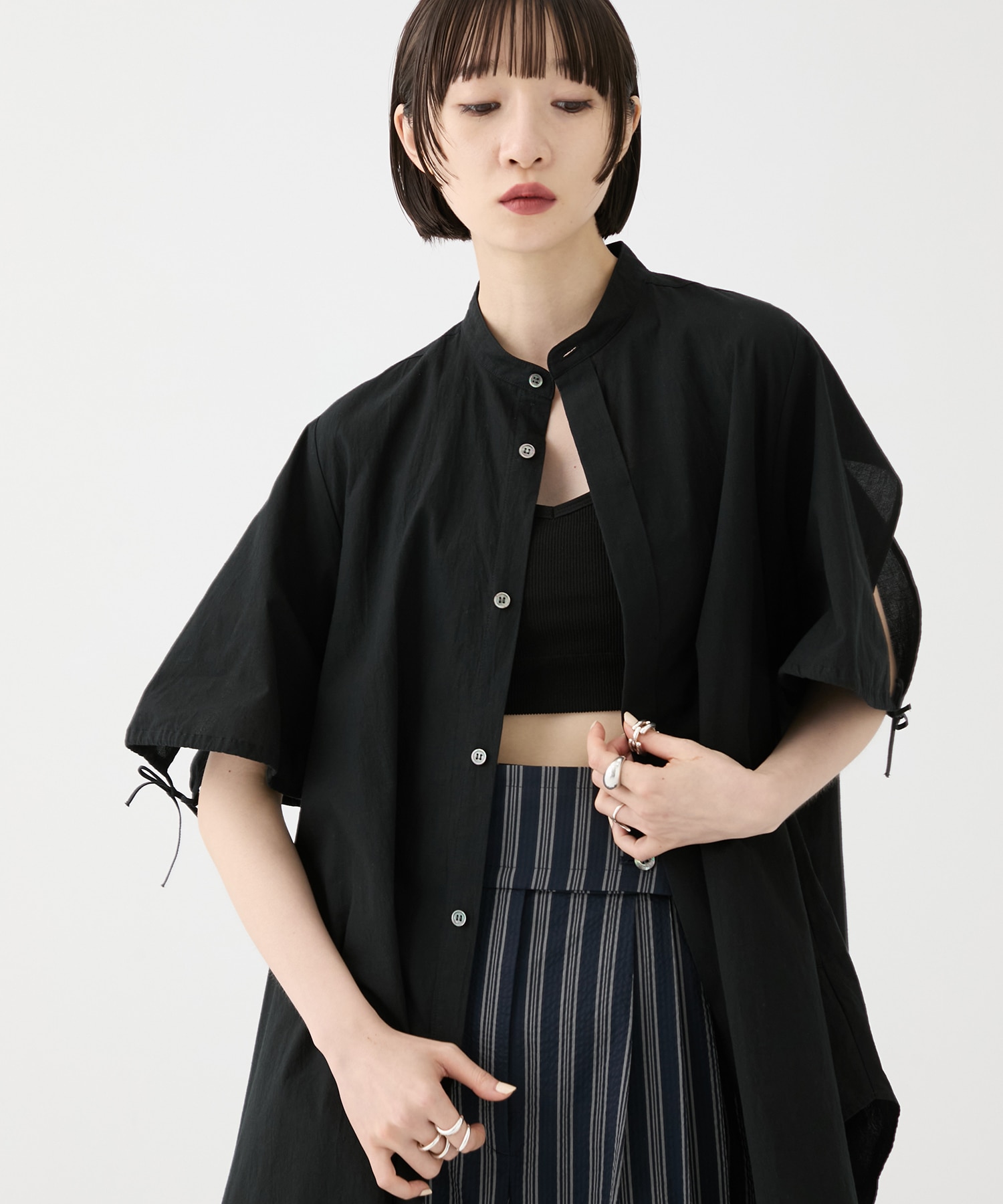 別注Coボイルサッカーケープスリーブシャツ FEMMENT