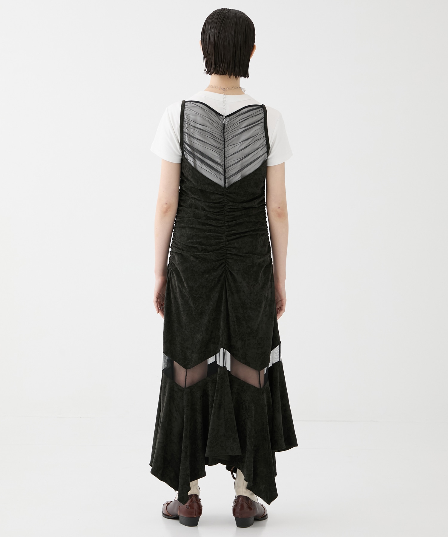 別注VELOUR SHEER CUT HEM DRESS FETICO