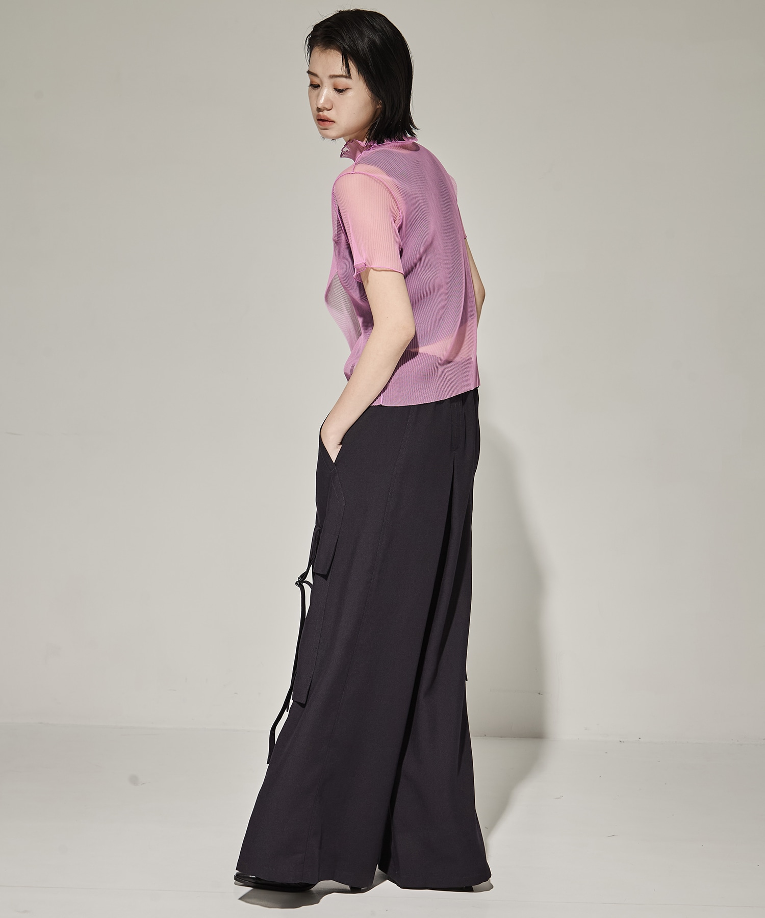 SHEER LAYERED SHORT SLEEVE TOP kotohayokozawa