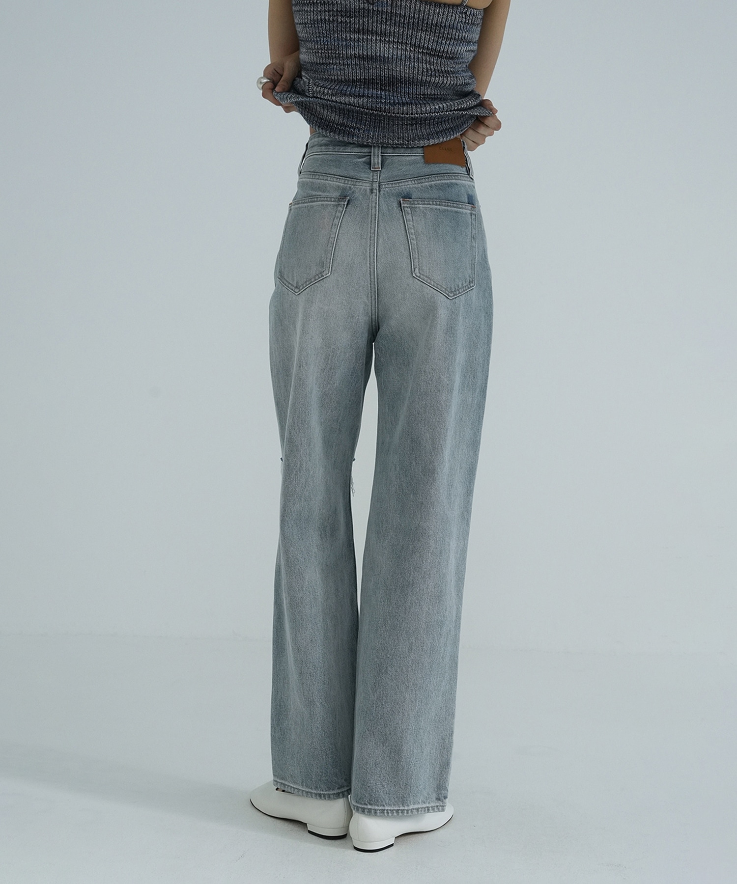SLASH CUT DENIM PANTS CLANE