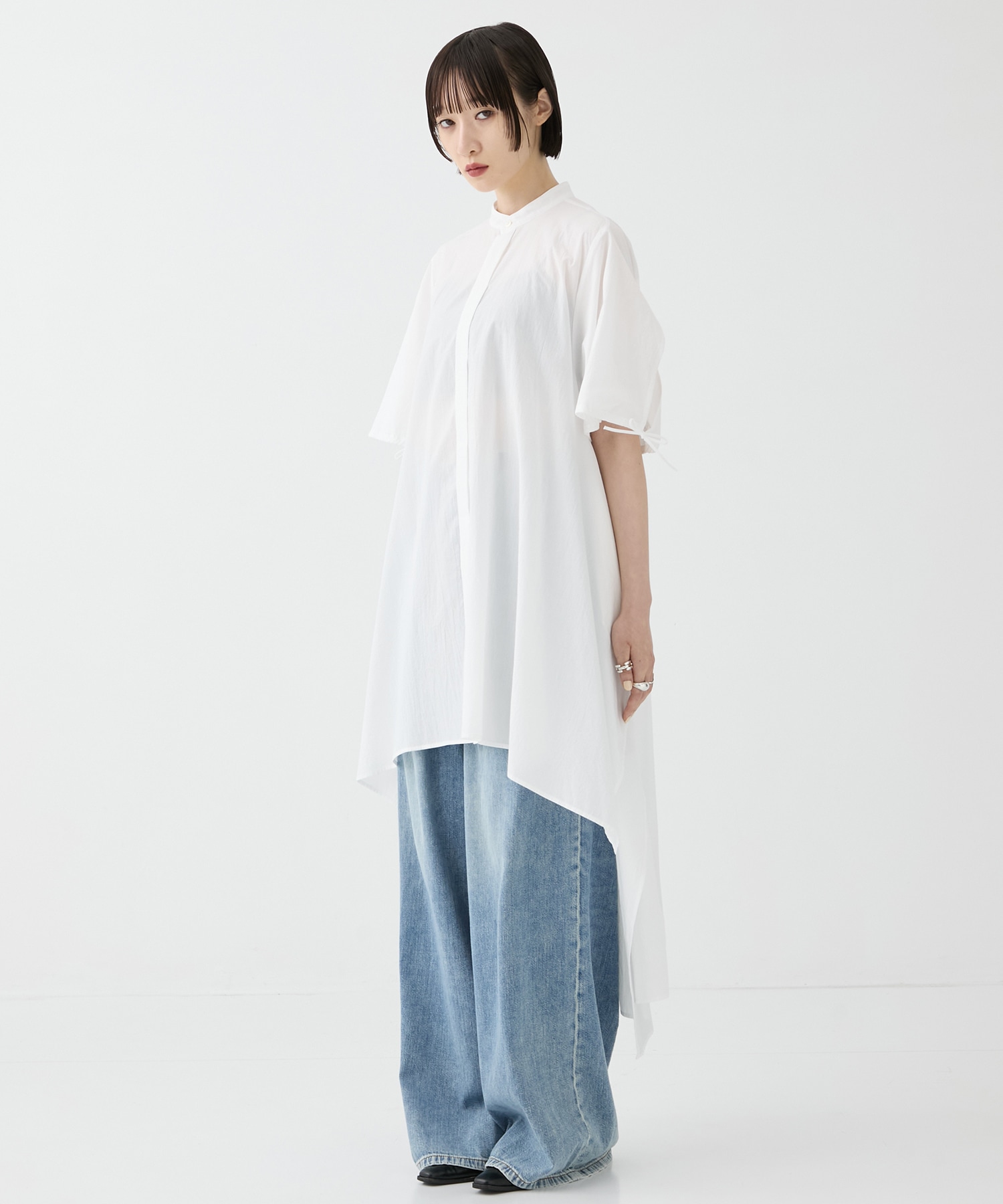 別注WASHED DENIM FOLDED WIDE PANTS (SHORT LENGTH) JOHN LAWRENCE SULLIVAN