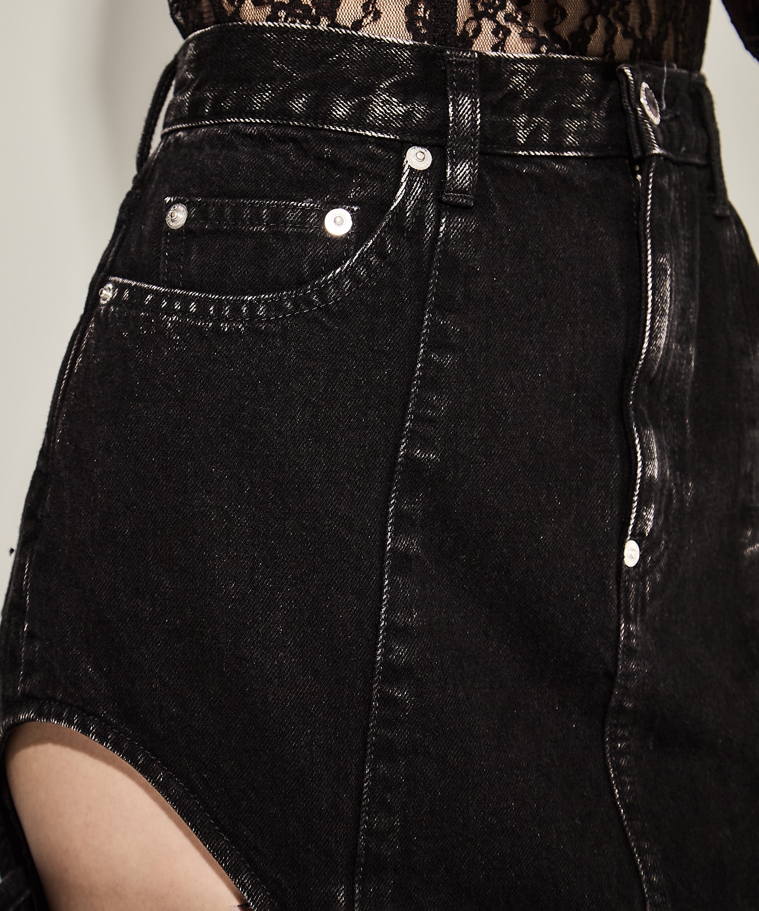 WASHED DENIM HOLLOWED OUT SKIRT JOHN LAWRENCE SULLIVAN