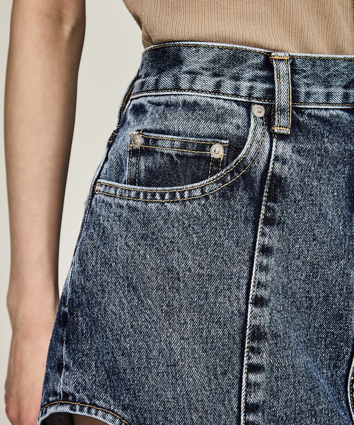 WASHED DENIM HOLLOWED OUT SKIRT JOHN LAWRENCE SULLIVAN