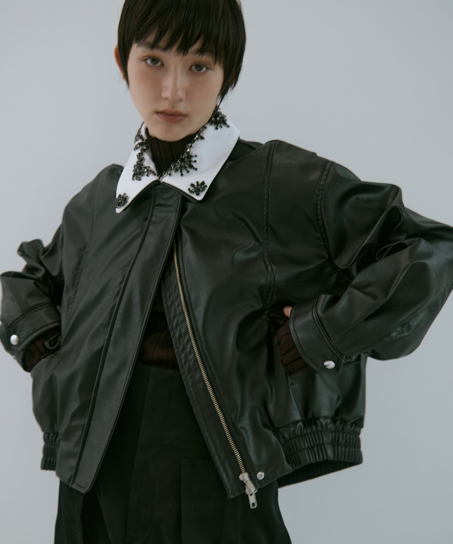 crystal bijou collar 2WAY blouson tanakadaisuke