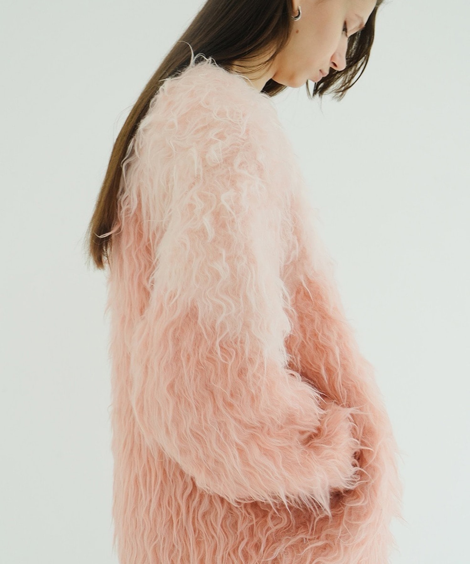 BI COLOR SHAGGY KNIT CARDIGAN CLANE