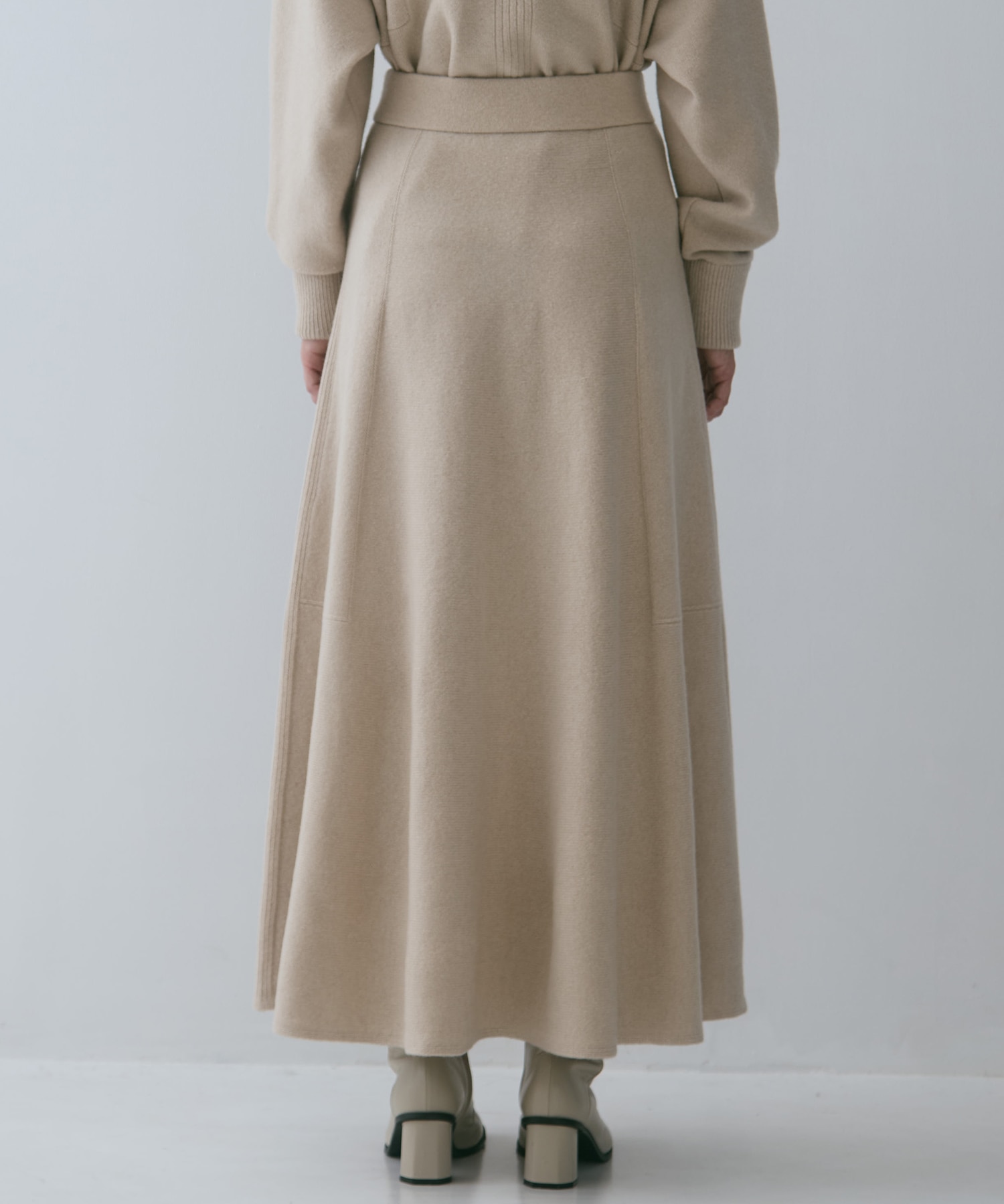 別注 CASHMERE FLARE LONG SKIRT WRAPINKNOT