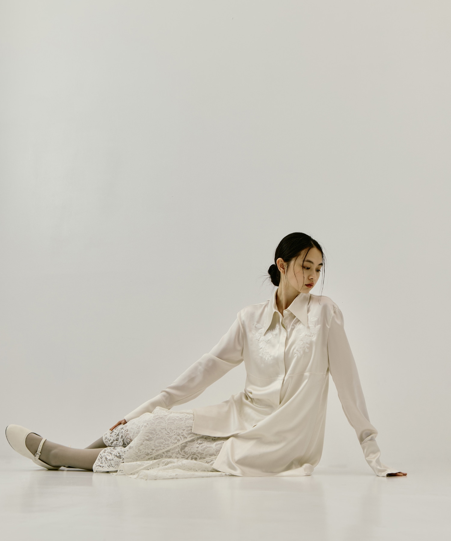 別注 EMBROIDERY SATIN SHIRT FETICO
