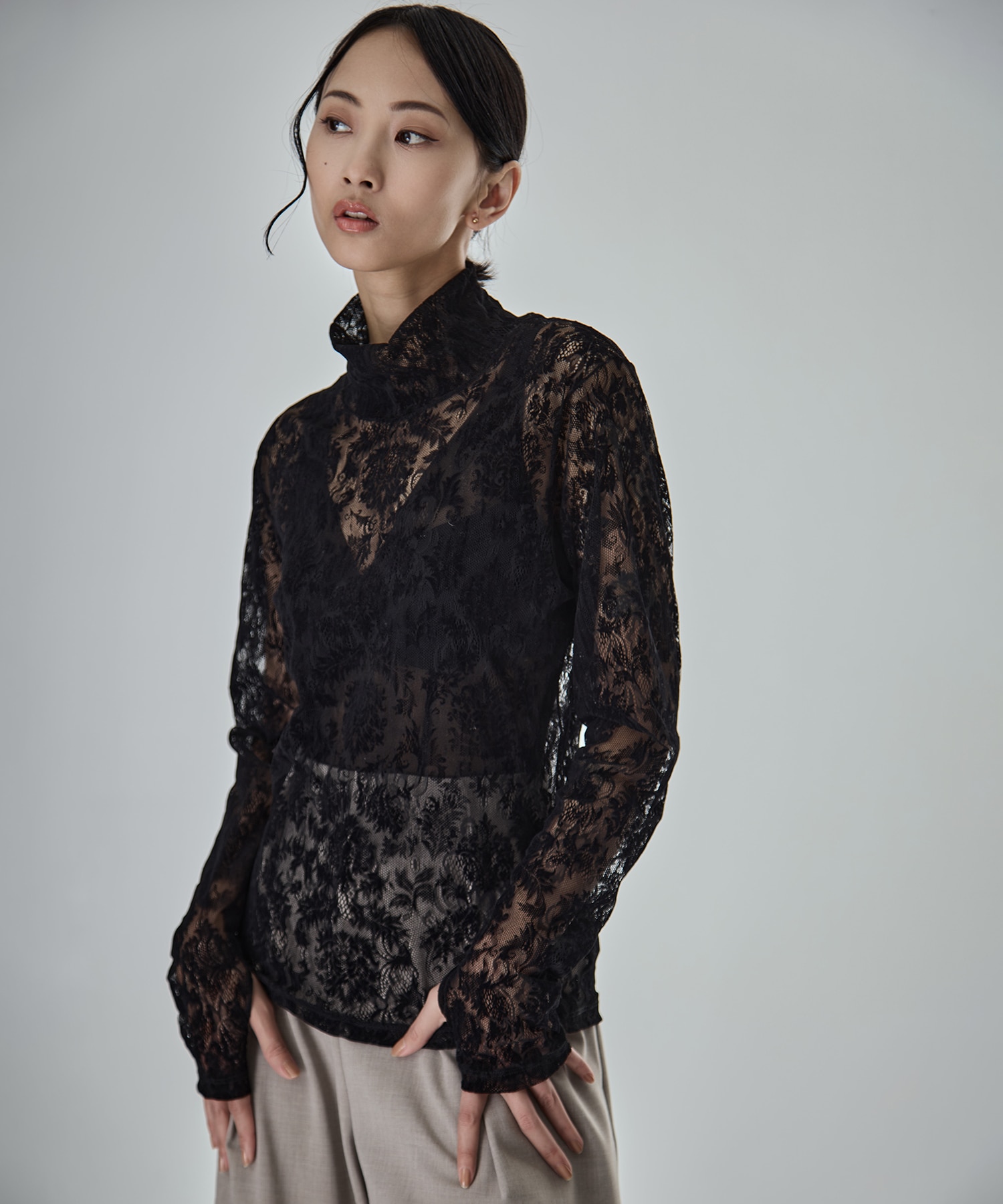 Stretch Flocky Lace Top STUDIOUS