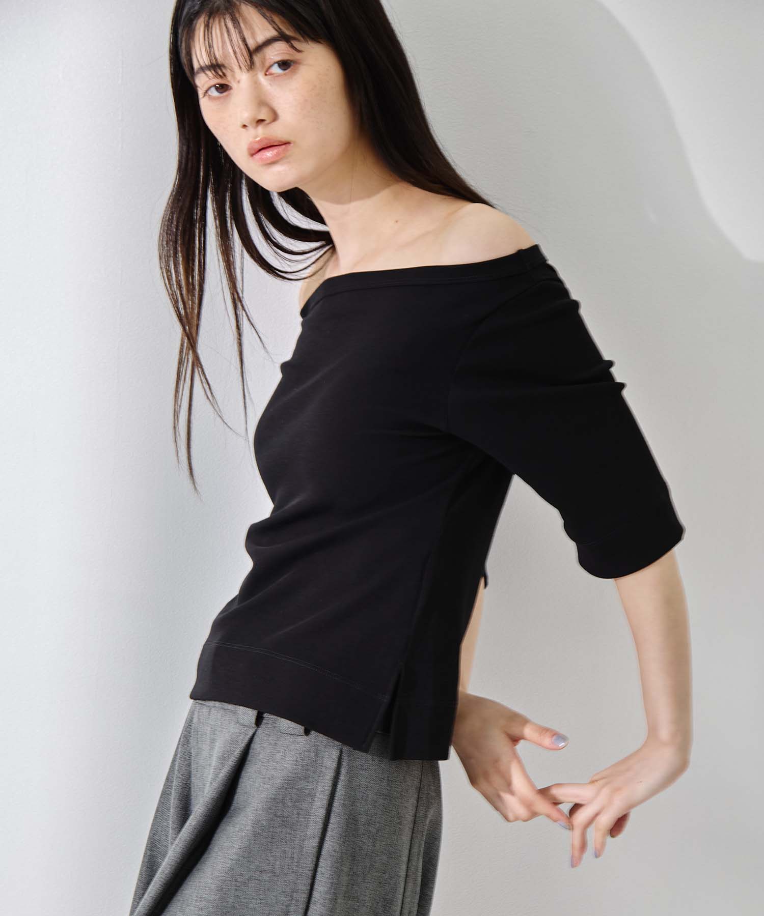 Luxury Cotton Boat Neck Tee STUDIOUS