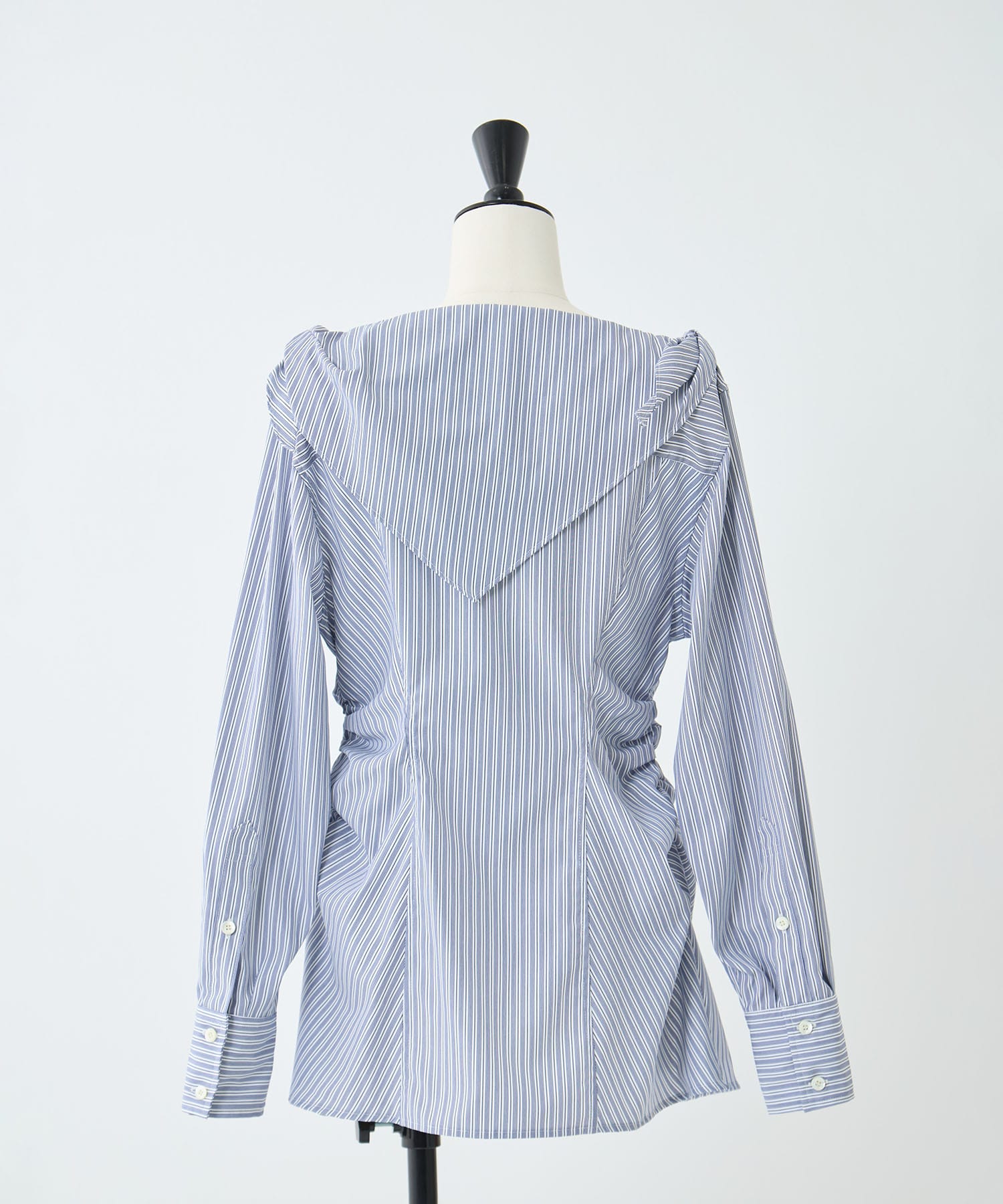 COTTON STRIPE SCARF COLLAR BLOUSE FETICO