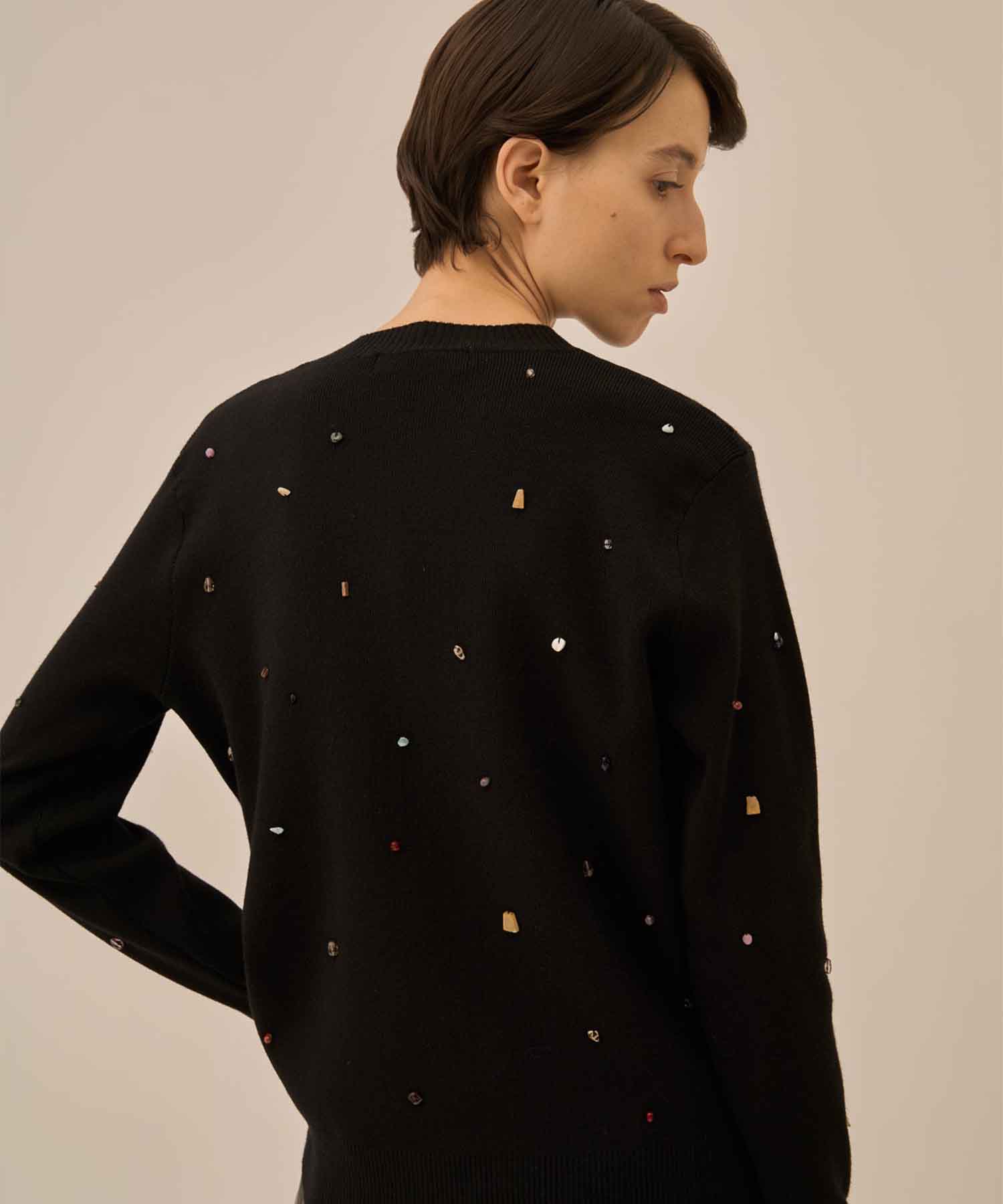 Aila glass beads& ores knit pullover AKIRANAKA