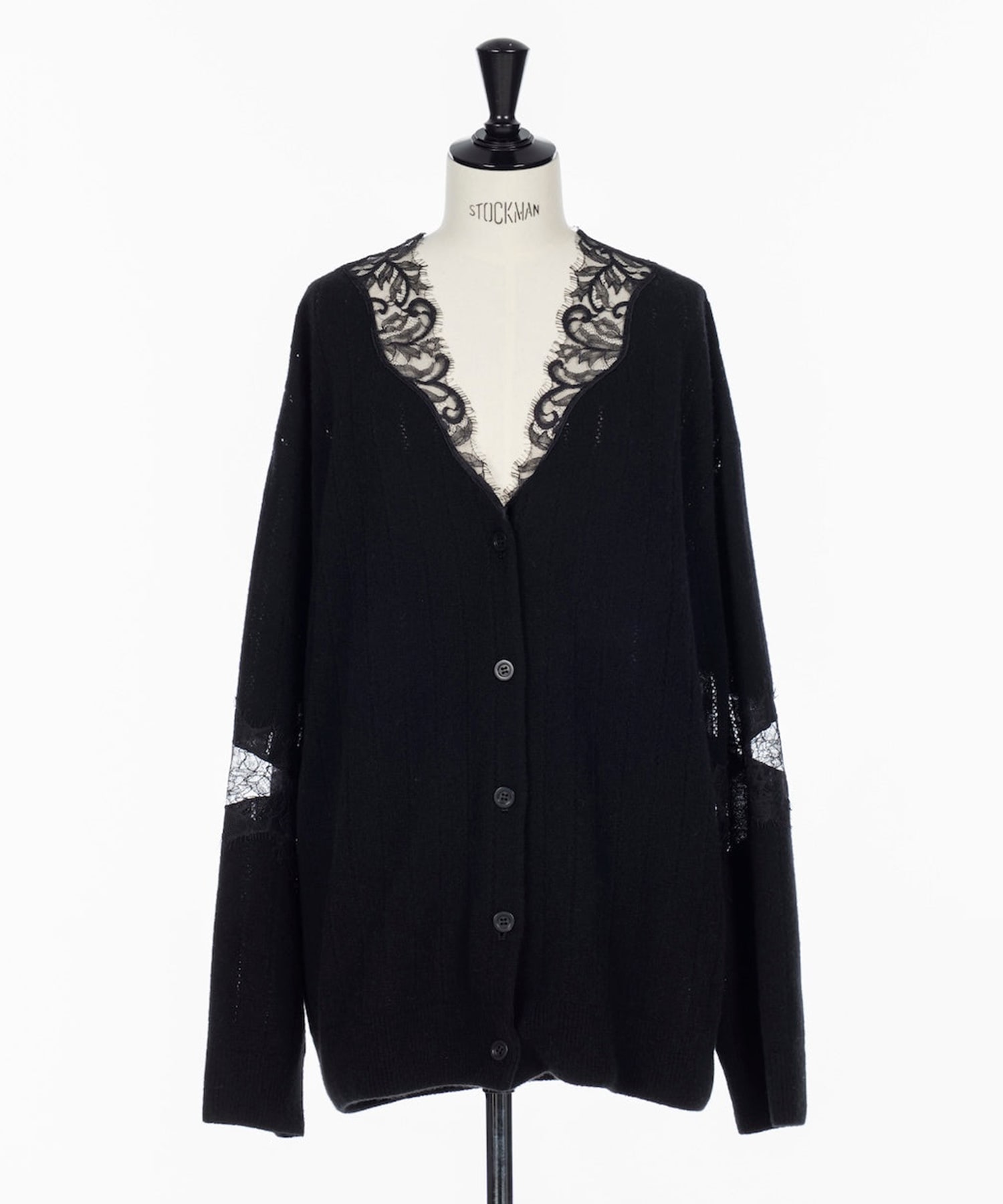 OVERSIZED HAIRY LACE PANELED KNIT CARDIGAN FETICO