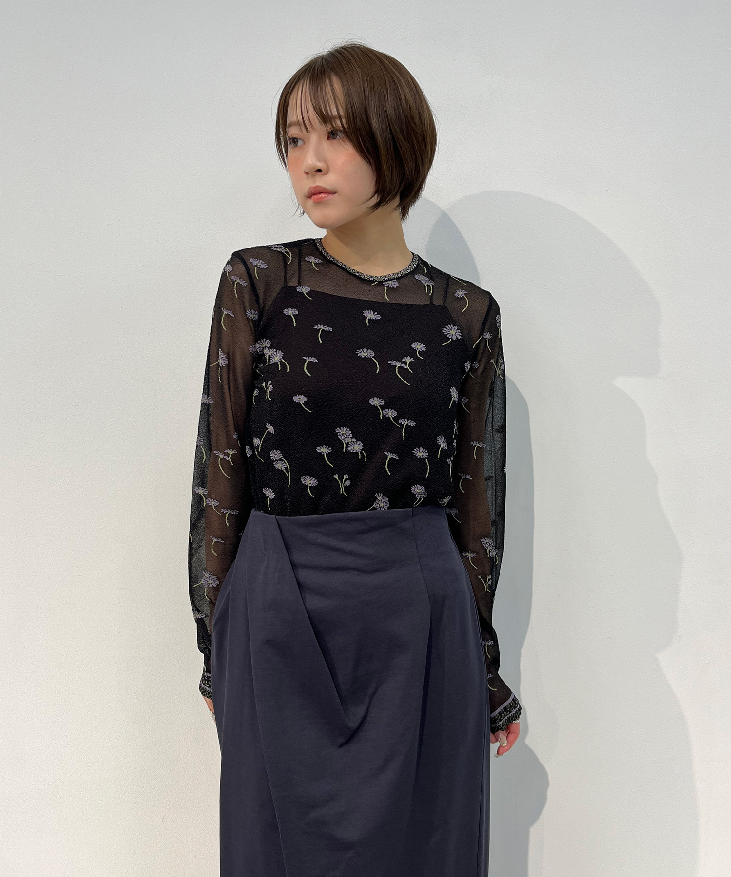 Cotton Jersey Asymmetric Skirt Mame Kurogouchi