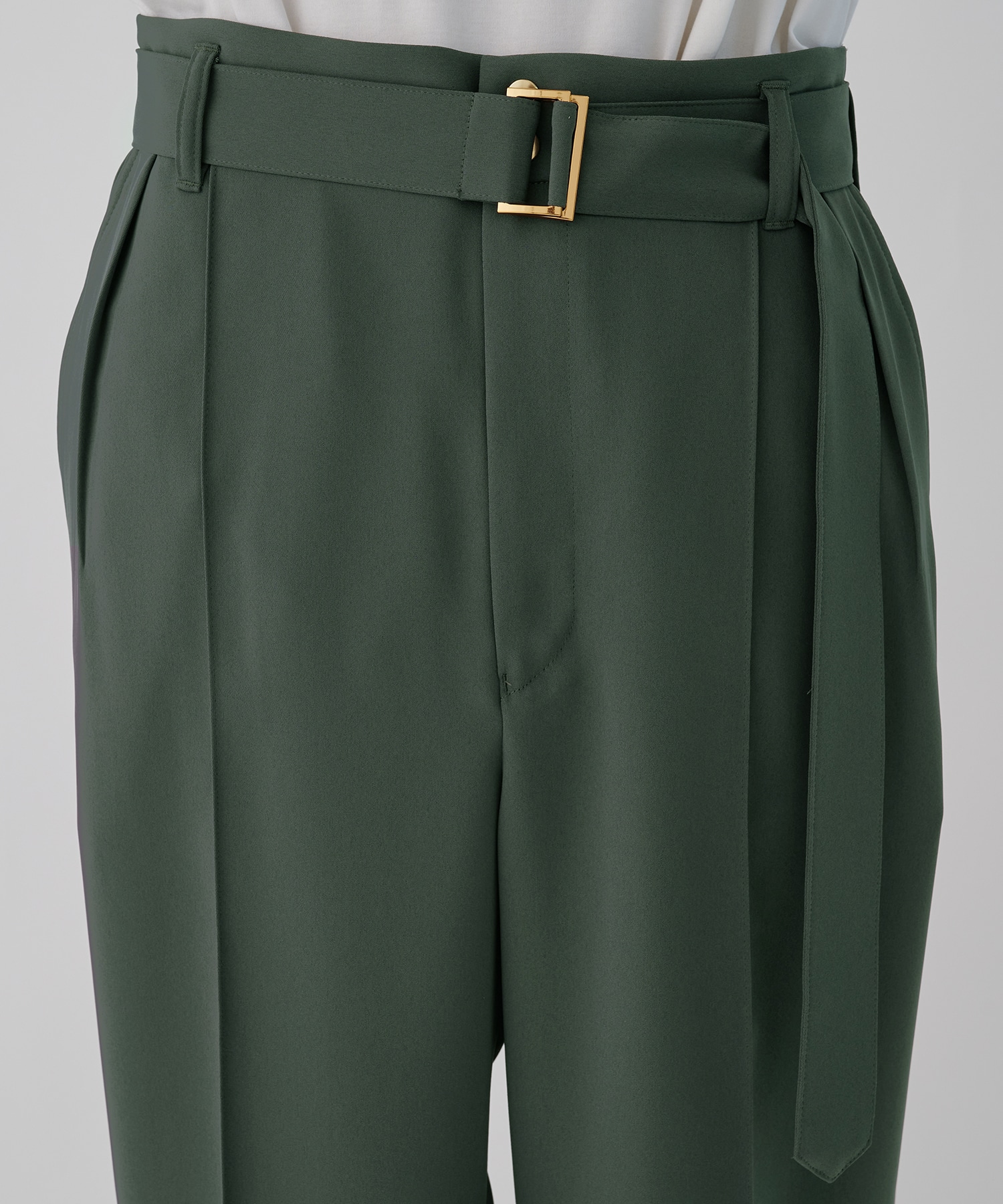 Double Cloth 2 Tuck Wide Pants with Long Belt CULLNI