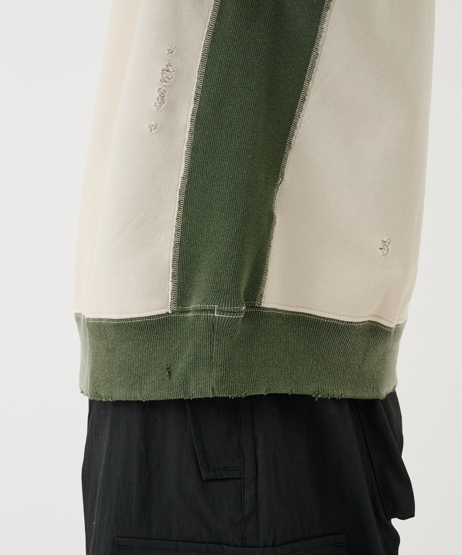 2-Tone Crew Neck Sweat Shirt - Cotton French Terry NEEDLES