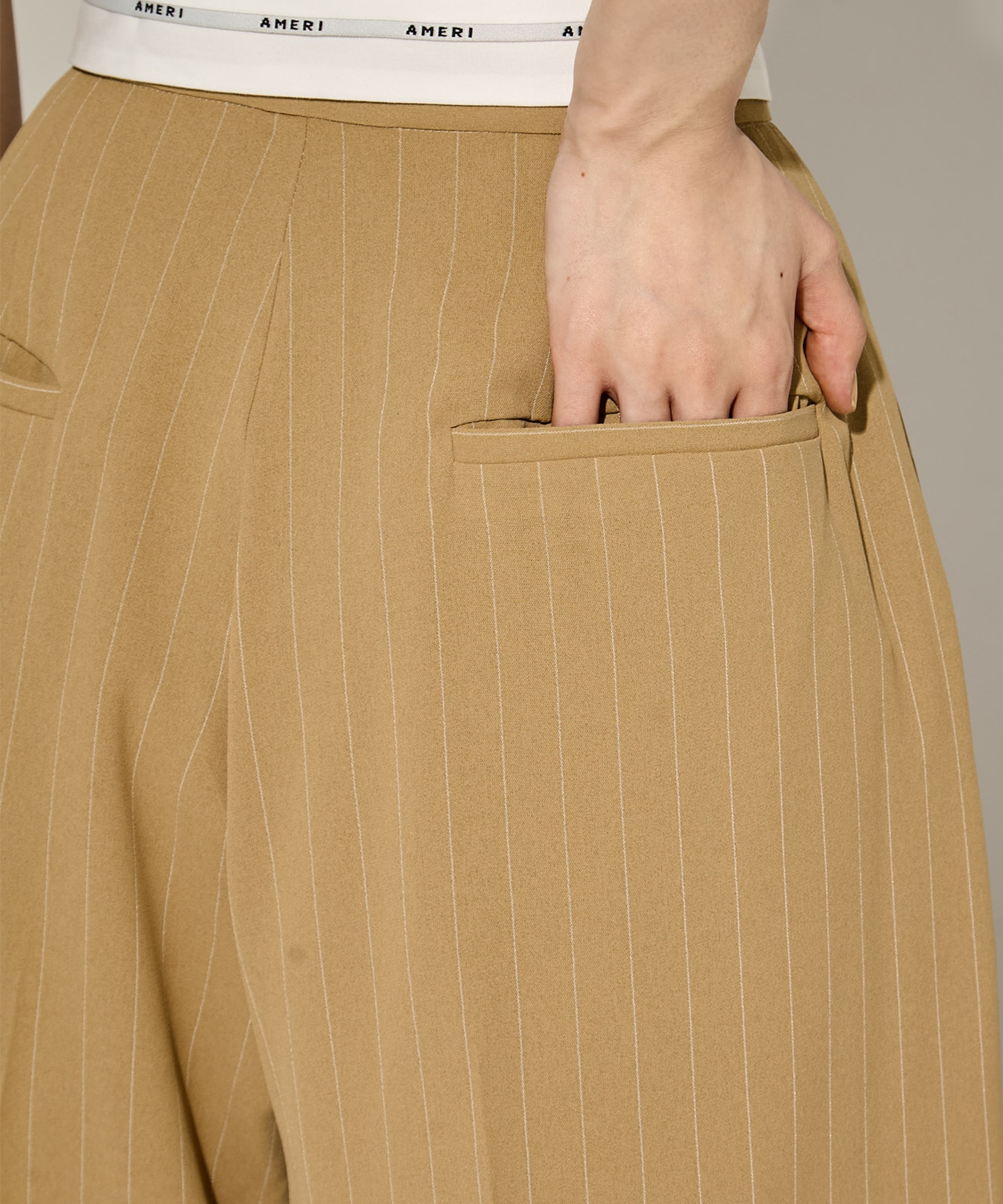 TURN BACK WATIST WIDE PANTS AMERI