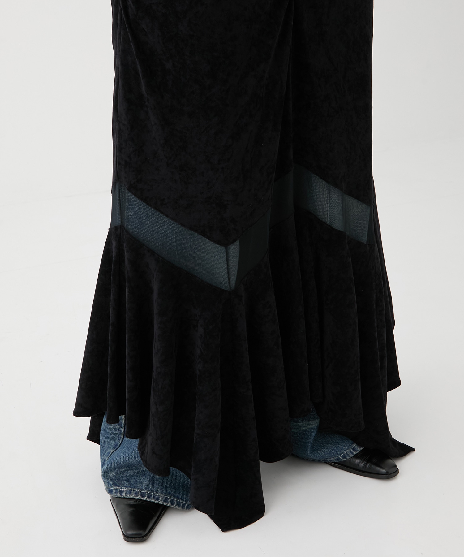 別注VELOUR SHEER CUT HEM DRESS FETICO