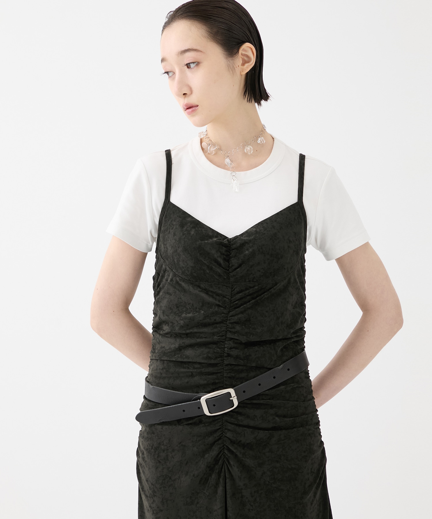 別注VELOUR SHEER CUT HEM DRESS FETICO