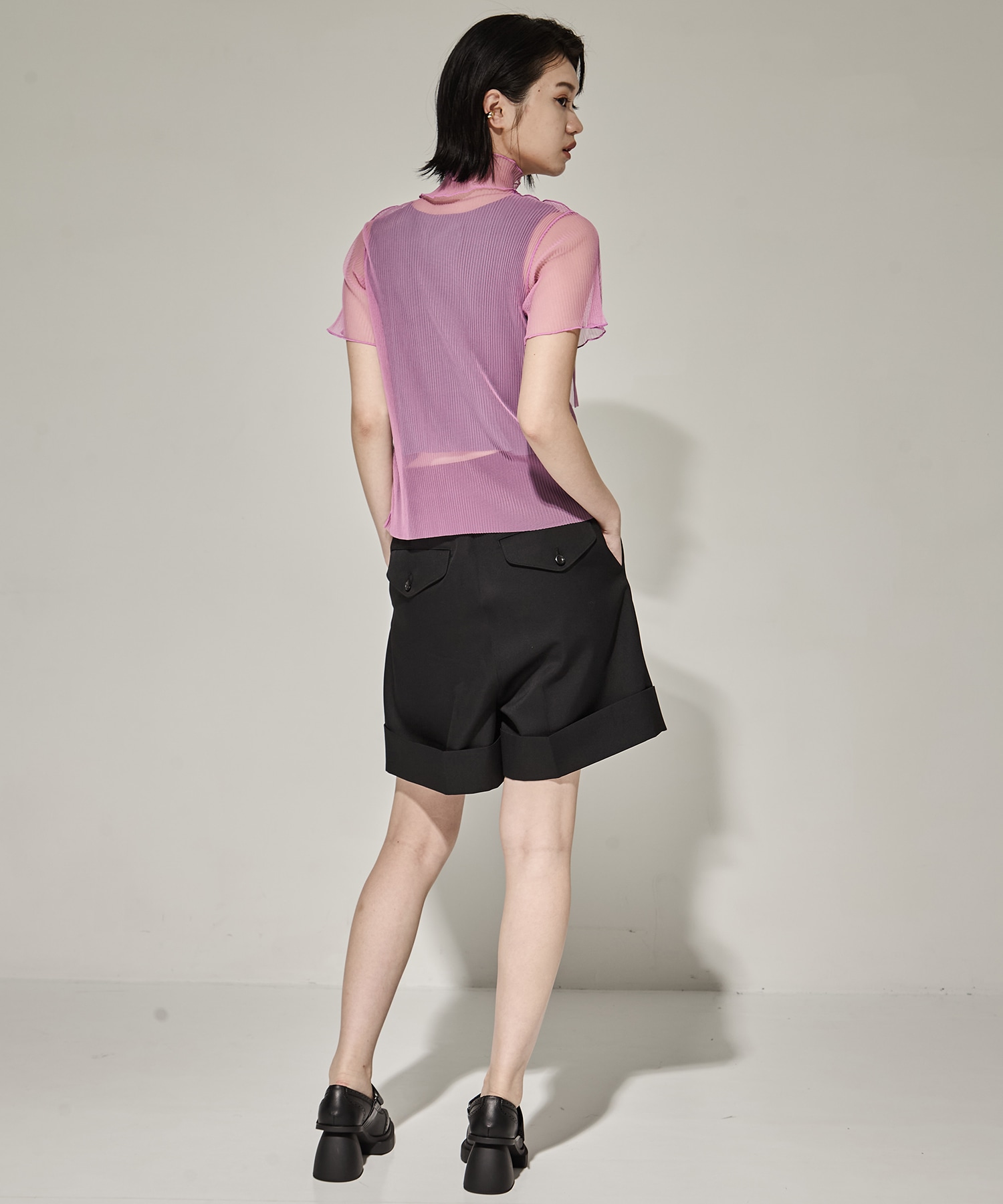 SHEER LAYERED SHORT SLEEVE TOP kotohayokozawa