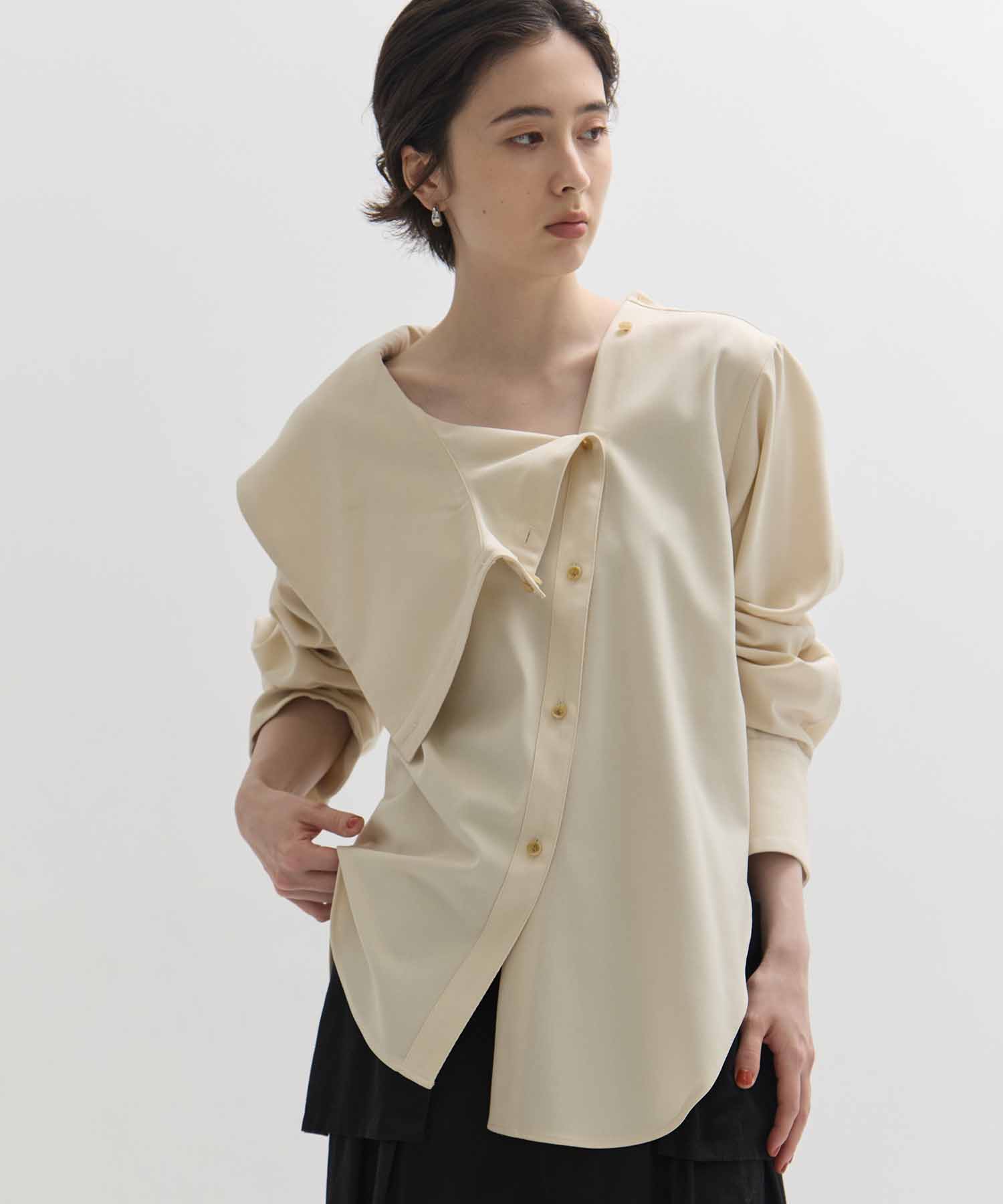 Viscose Wool Big Collar Shirt STUDIOUS