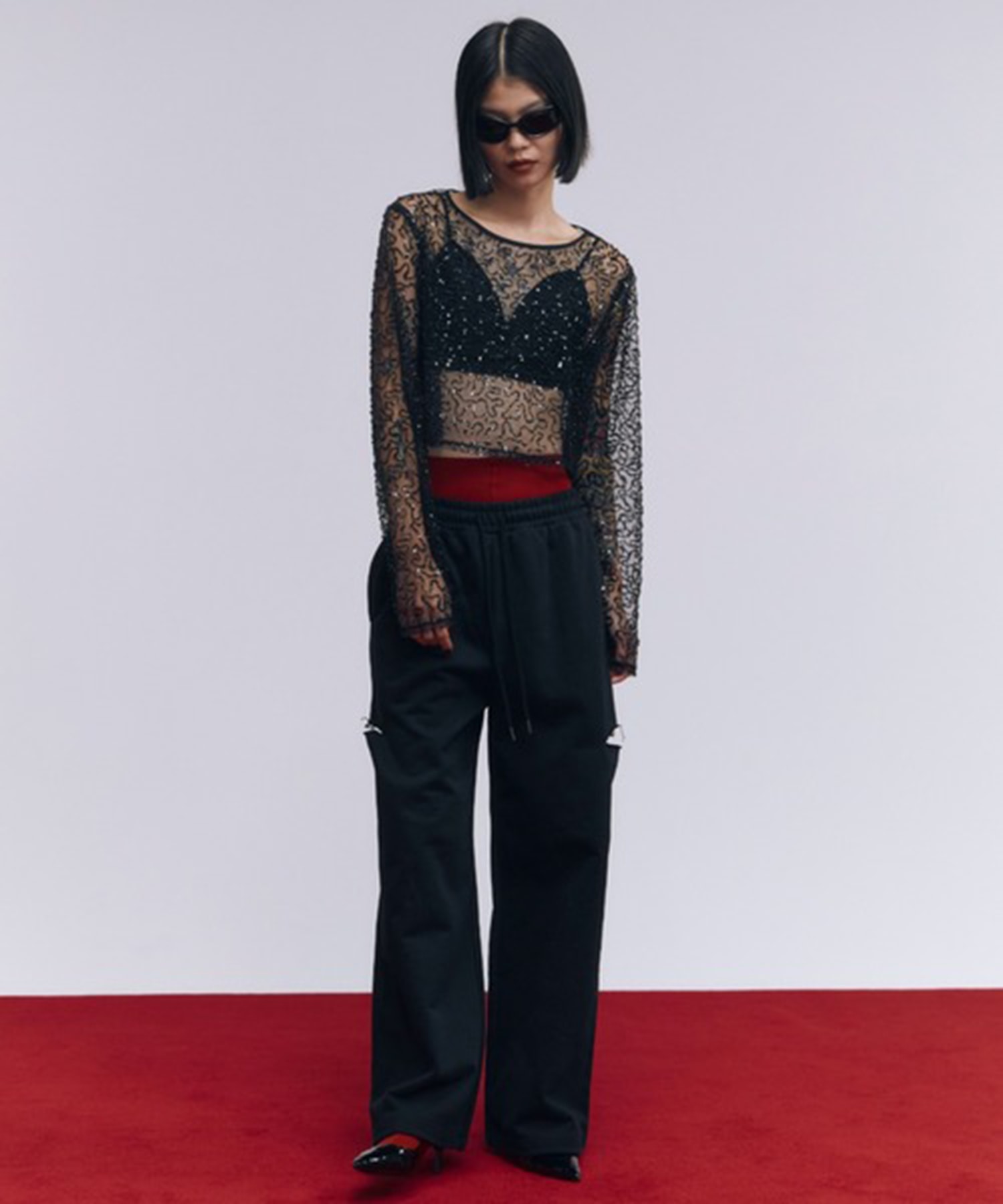 SLIT SWEAT PANTS with PEARL JOSEMOON