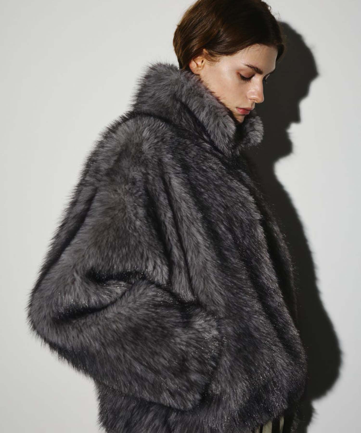 High collar faux fur jacket RIM.ARK