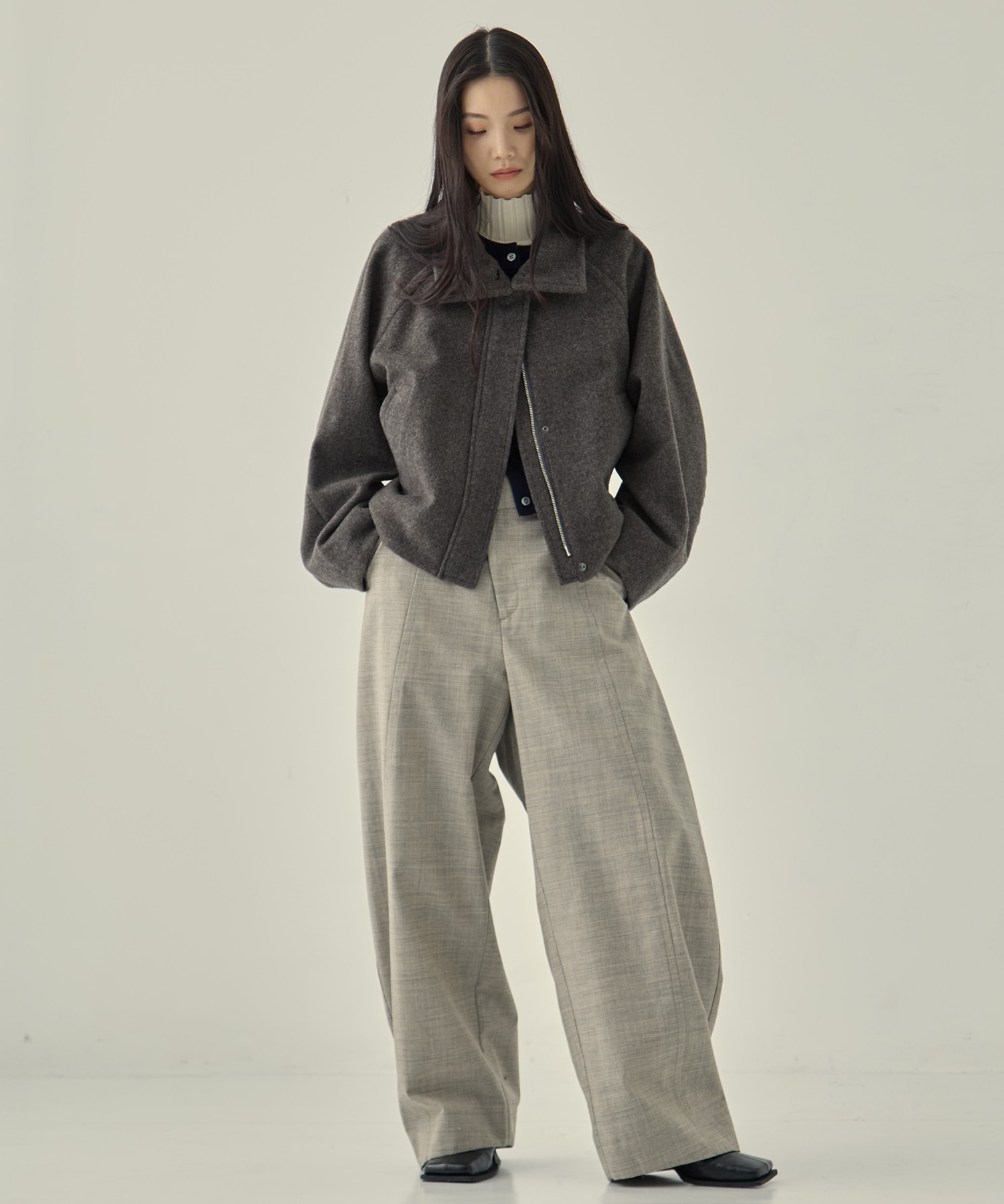 Stand Collar Wool Blouson STUDIOUS
